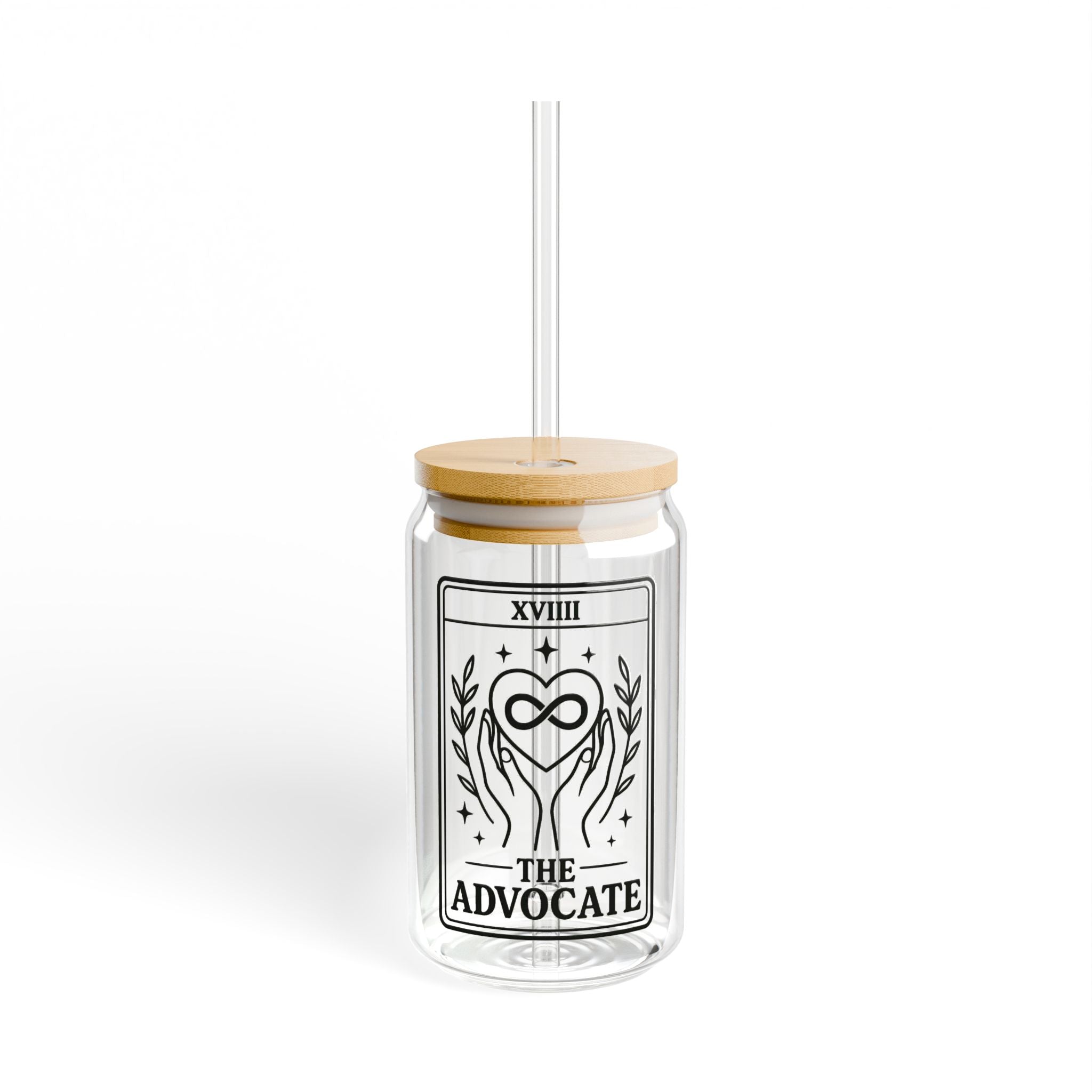 The Advocate Tarot Card Sipper Glass | 16oz