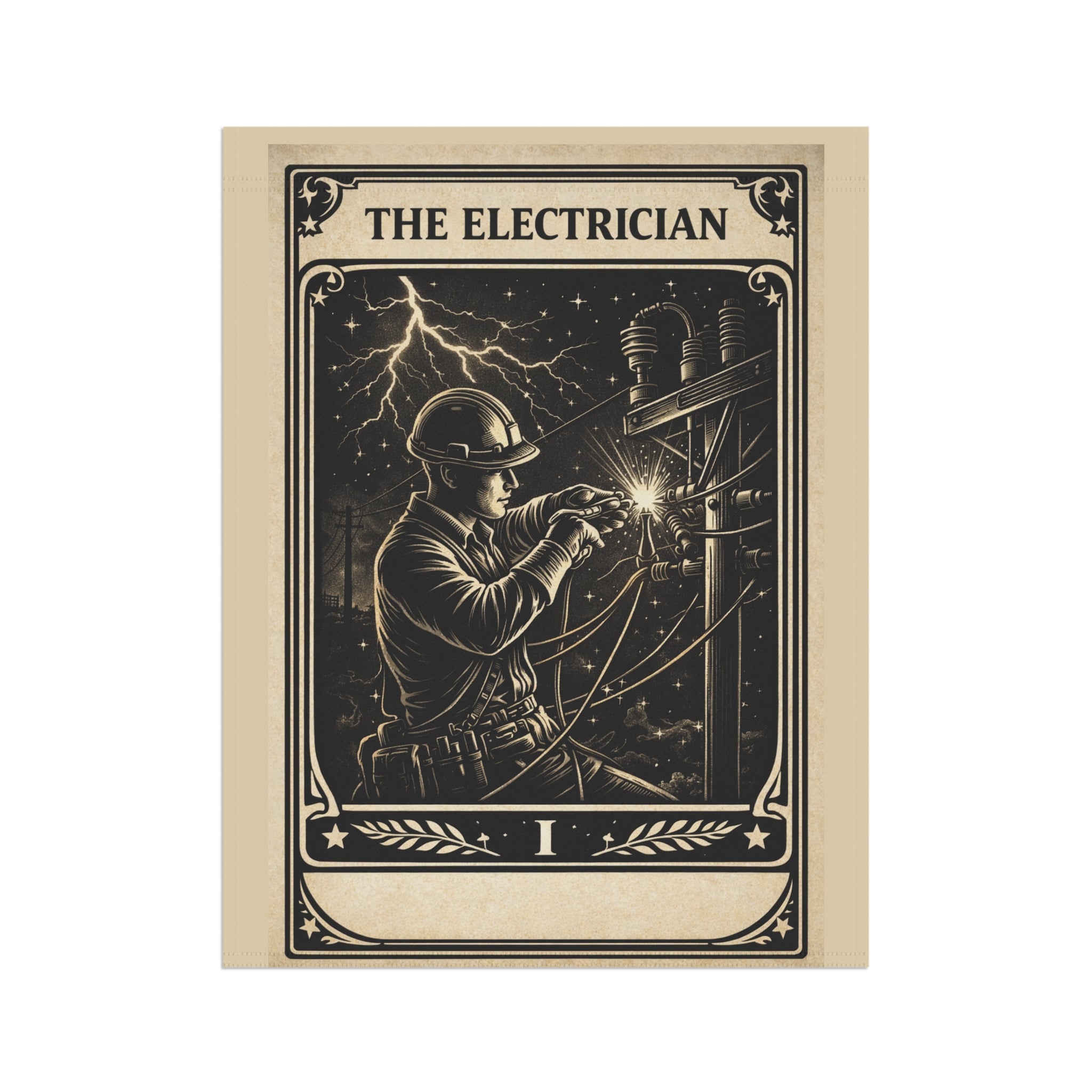 The Electrician tarot-style Garden Banner | Vintage lineman illustration