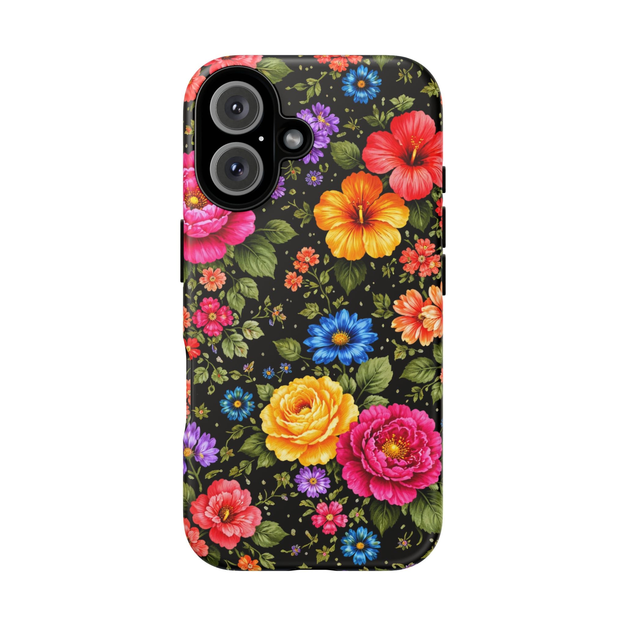Vintage Floral Pattern Phone Case | Colorful Roses on Black
