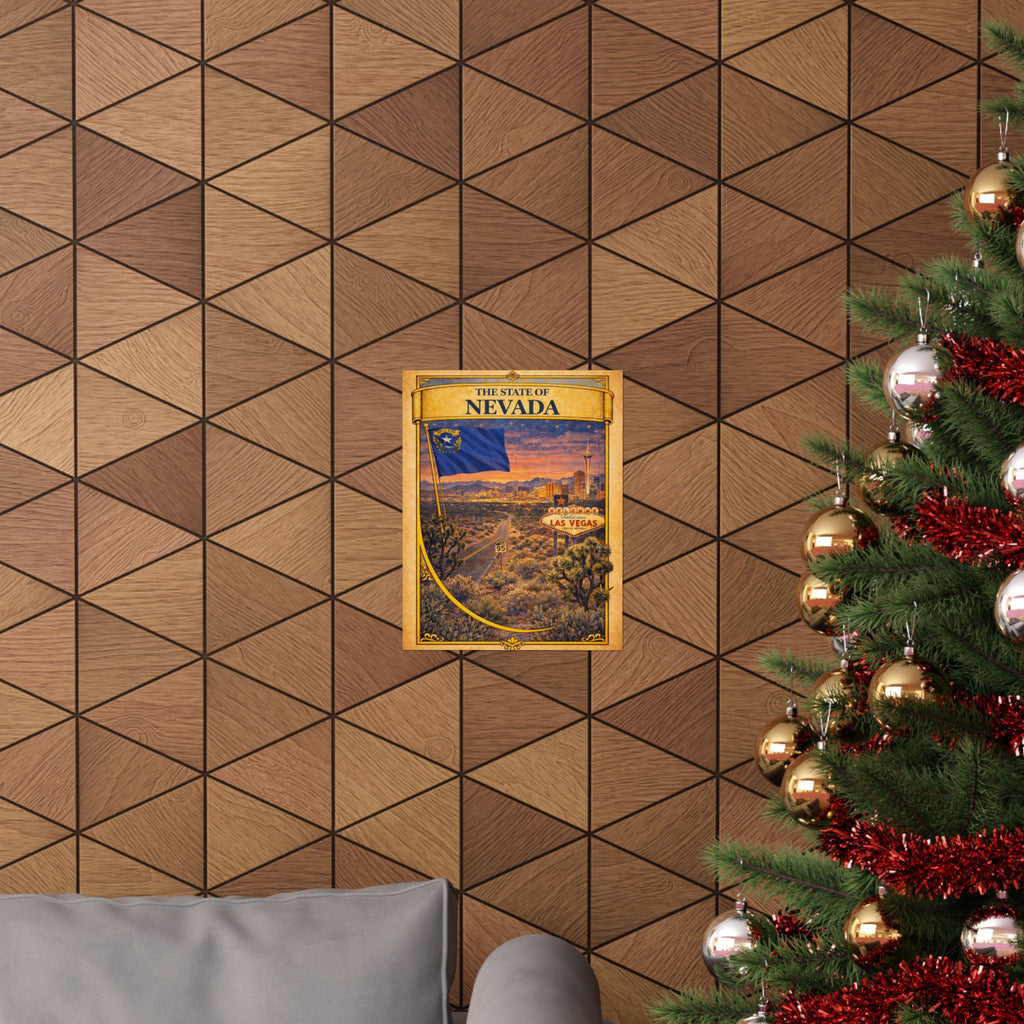 Nevada Vintage Travel Poster Matte Vertical Poster | Las Vegas State Flag