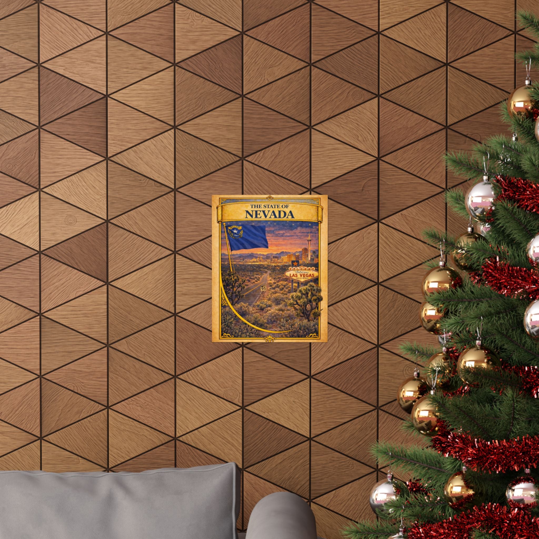 Nevada Vintage Travel Poster Matte Vertical Poster | Las Vegas State Flag