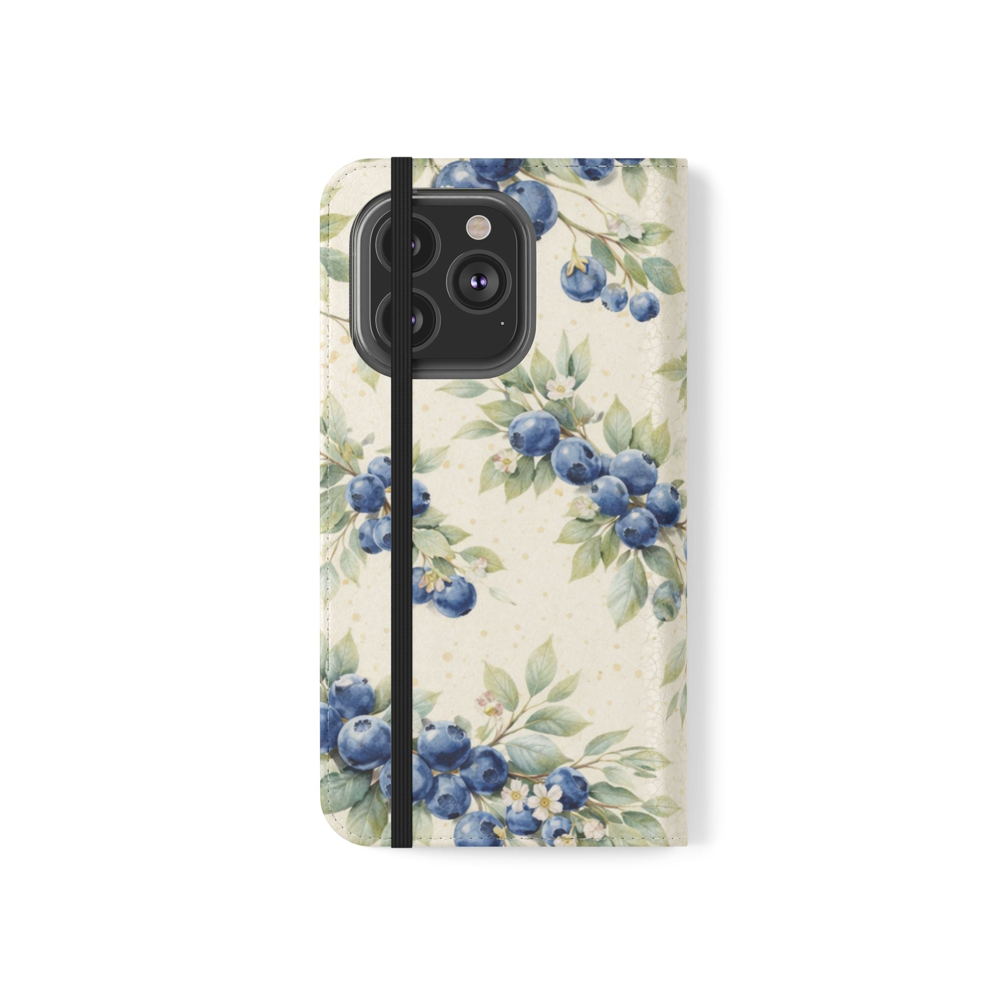 Blueberry Watercolor Pattern Flip Case | Phone Wallet, Card Slots