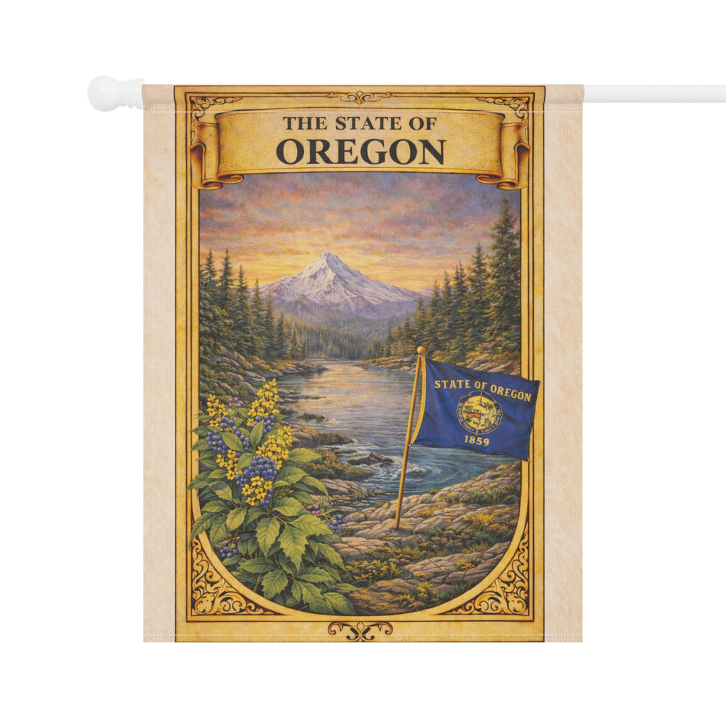 The State of Oregon scenic flag Garden Flag | Mt. Hood river landscape
