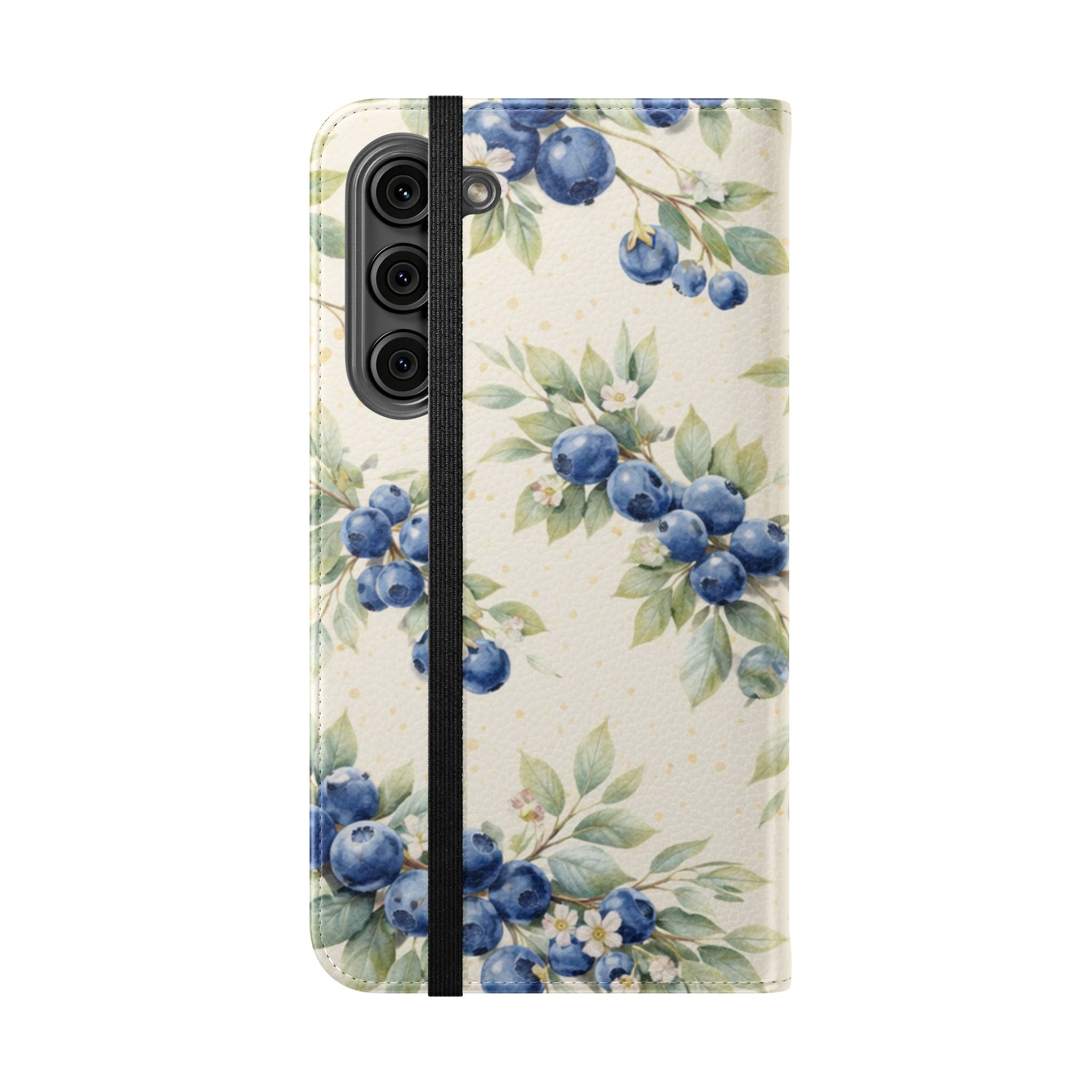 Blueberry Watercolor Pattern Flip Case | Phone Wallet, Card Slots