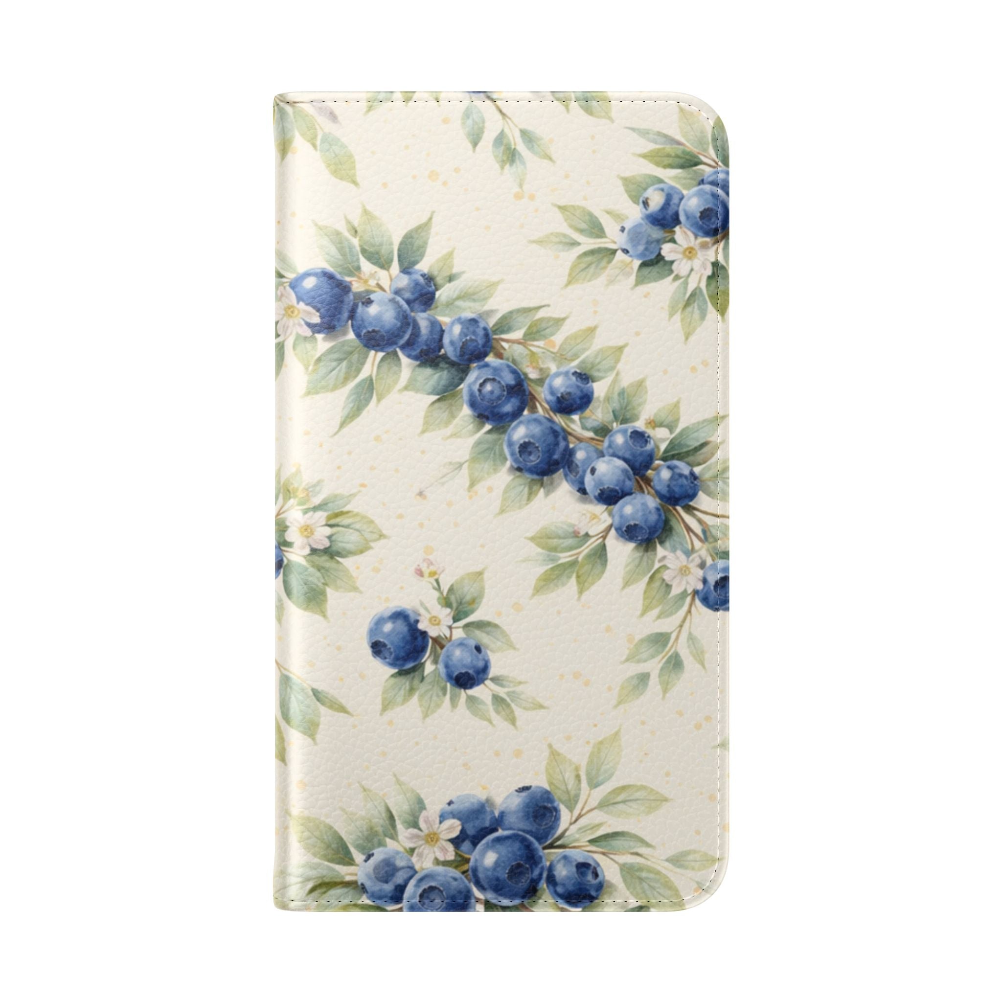 Blueberry Watercolor Pattern Flip Case | Phone Wallet, Card Slots