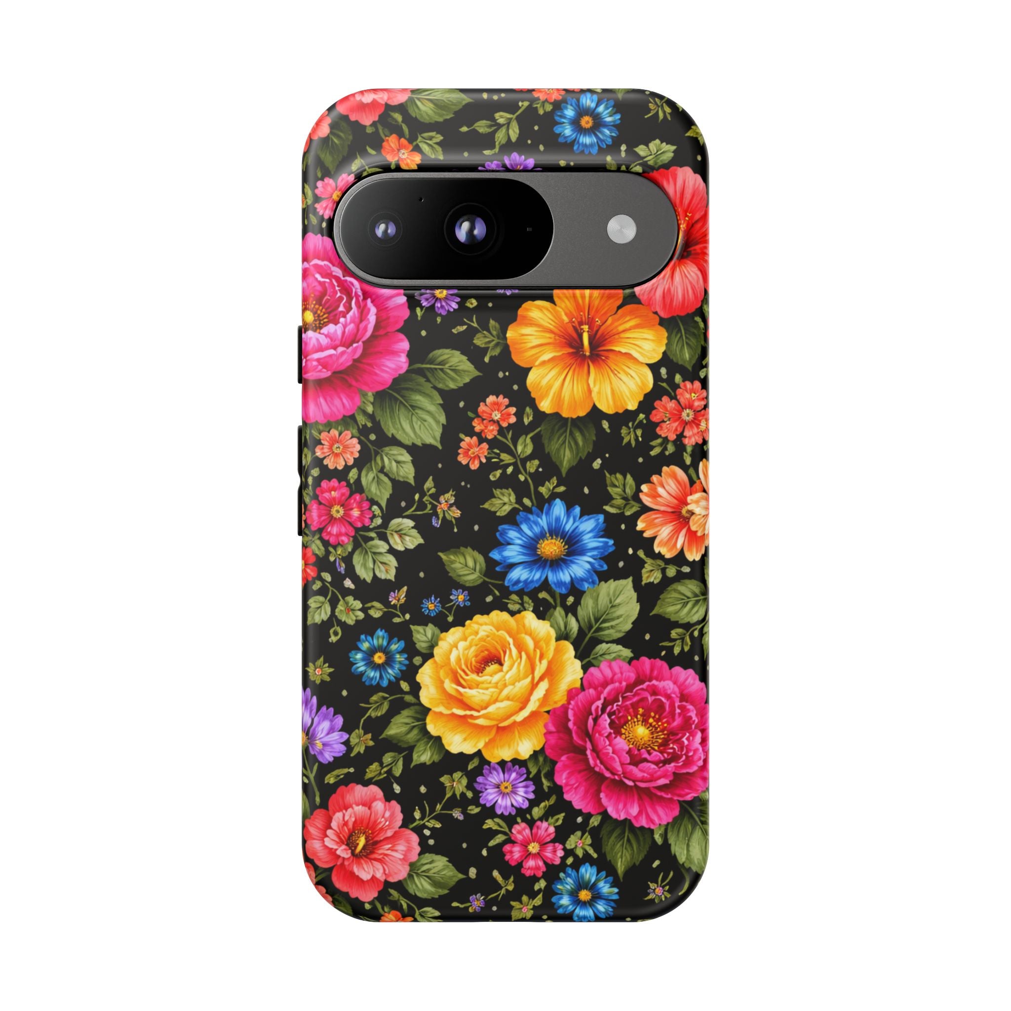 Vintage Floral Pattern Phone Case | Colorful Roses on Black