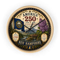 New Hampshire State Seal 250th Anniversary Wall Clock | America 1776-2026, Lilac, Rustic