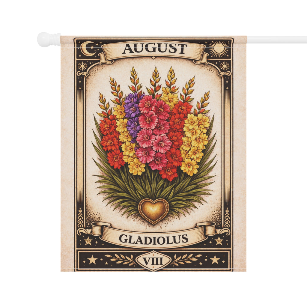 August Gladiolus Garden Flag | House Banner, Floral Birthday Month