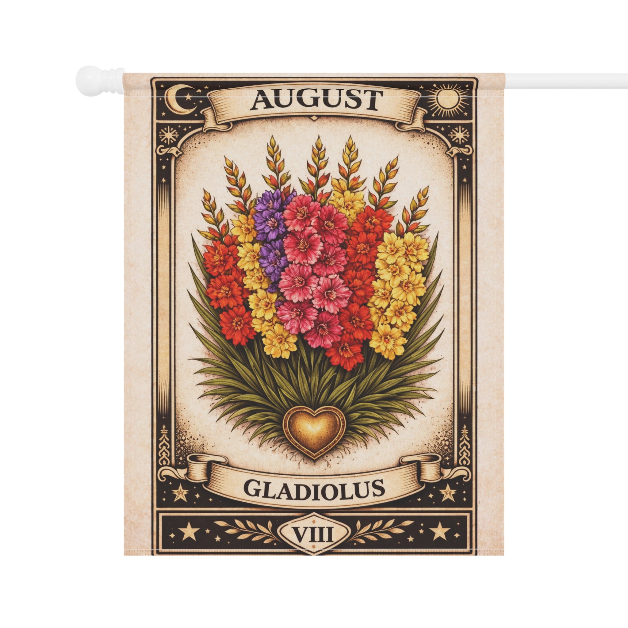 August Gladiolus Garden Flag | House Banner, Floral Birthday Month
