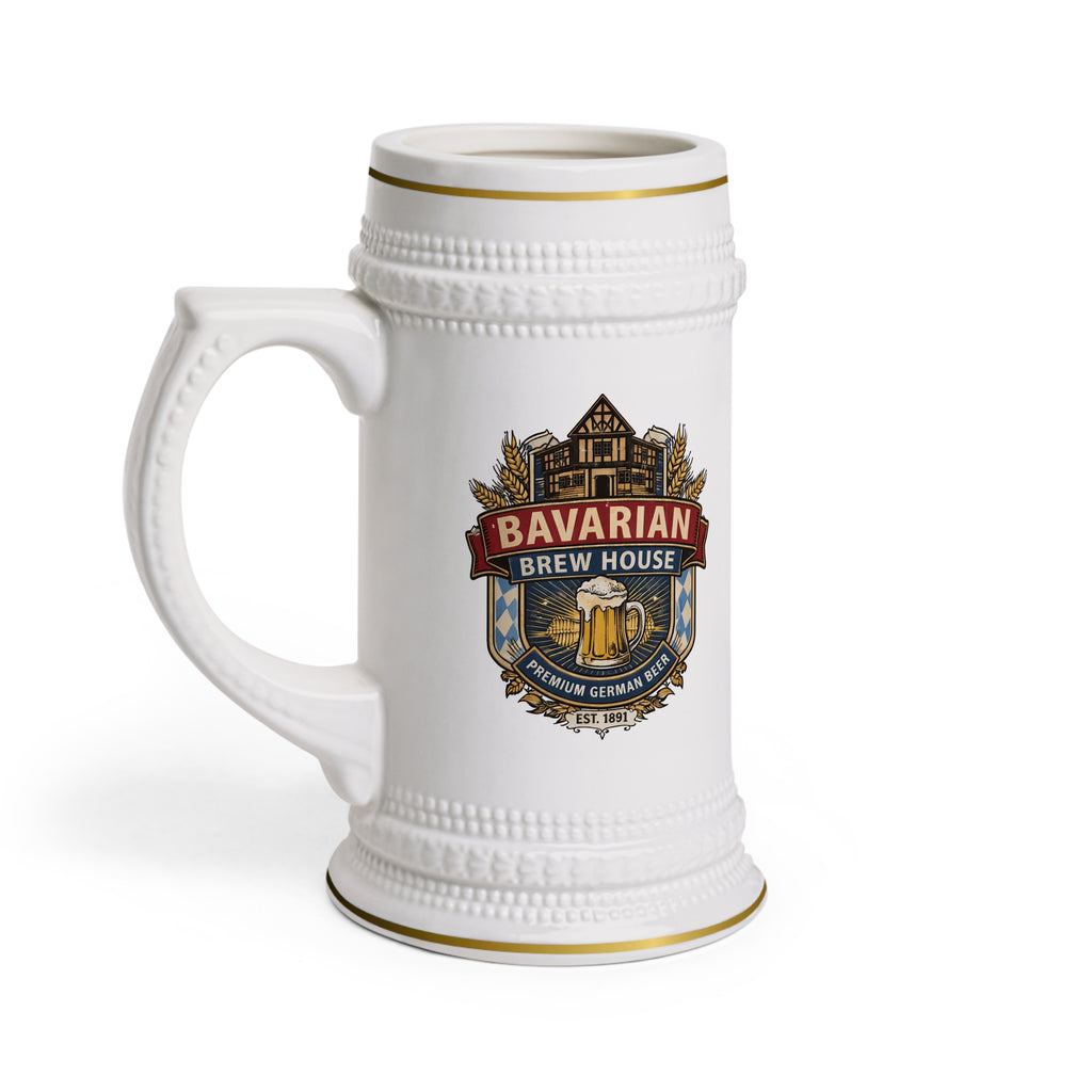 Bavarian Brew House Crest Beer Stein | Ceramic Oktoberfest Mug