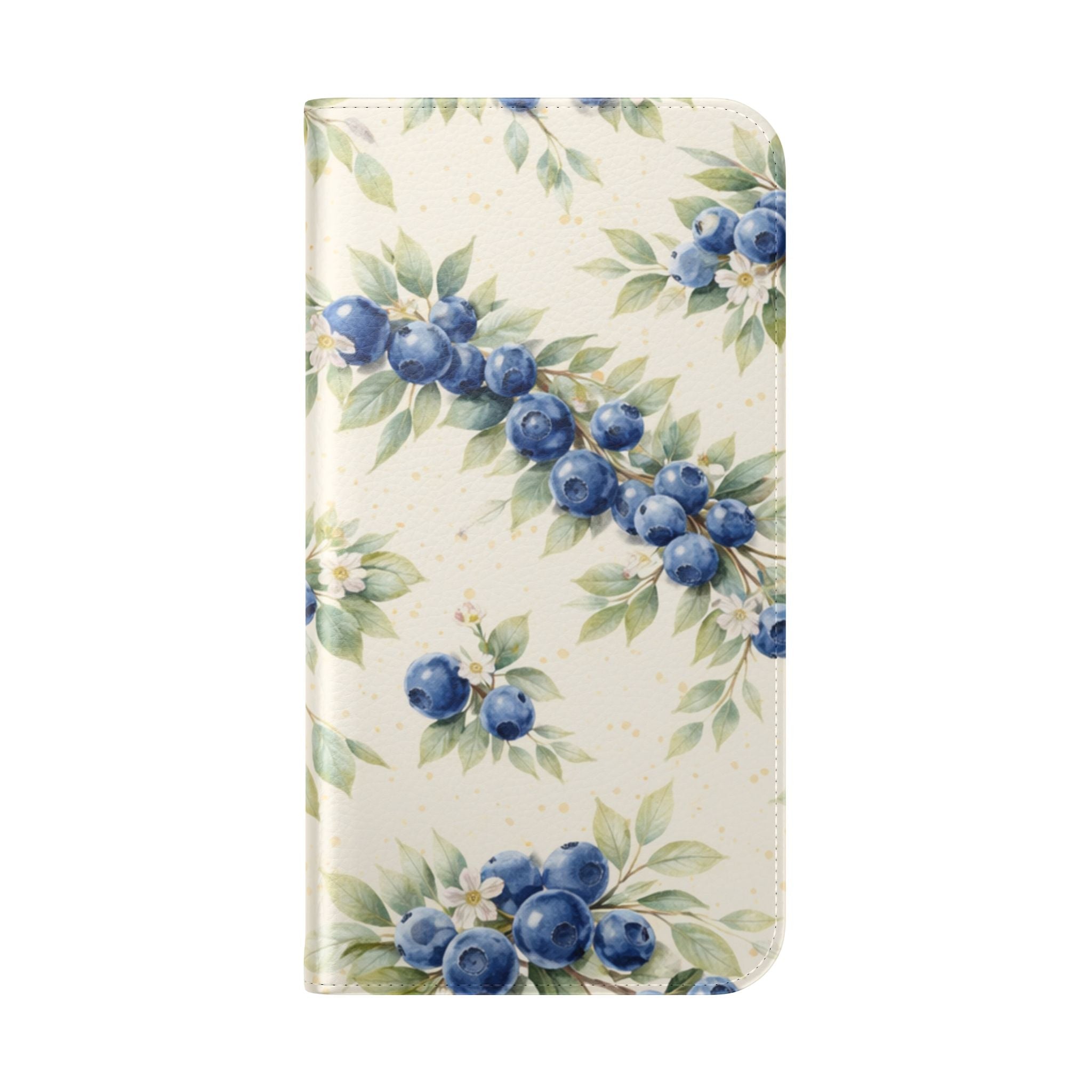 Blueberry Watercolor Pattern Flip Case | Phone Wallet, Card Slots