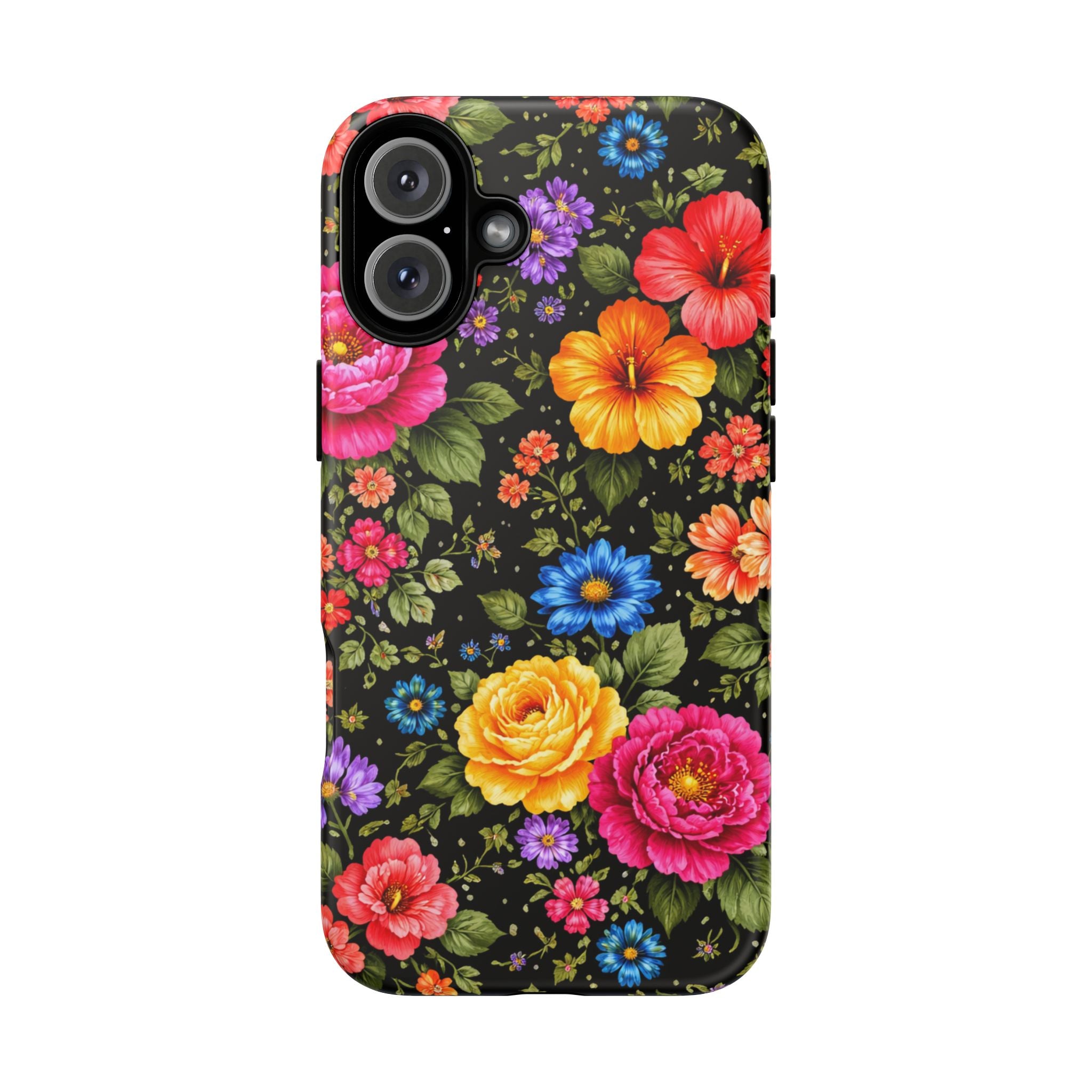Vintage Floral Pattern Phone Case | Colorful Roses on Black