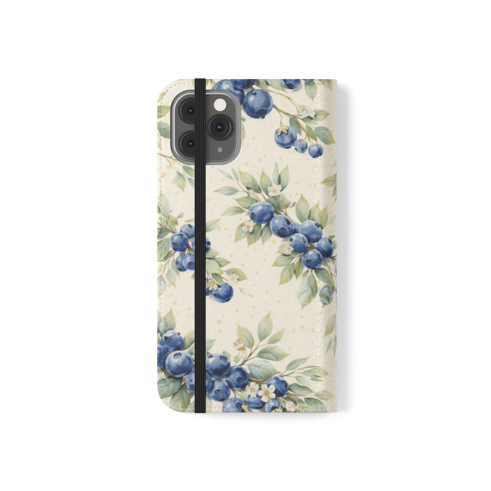 Blueberry Watercolor Pattern Flip Case | Phone Wallet, Card Slots