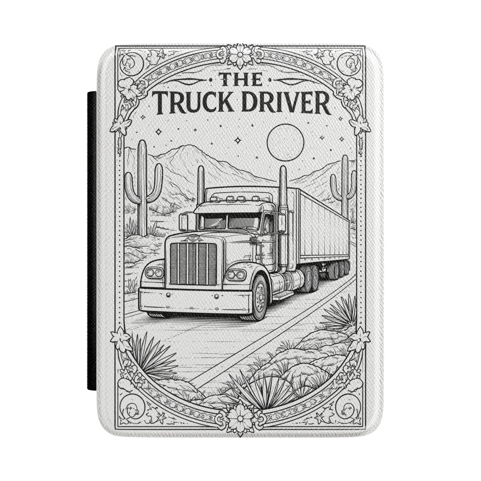 The Truck Driver illustration Kindle Case | Semi Truck Desert Route