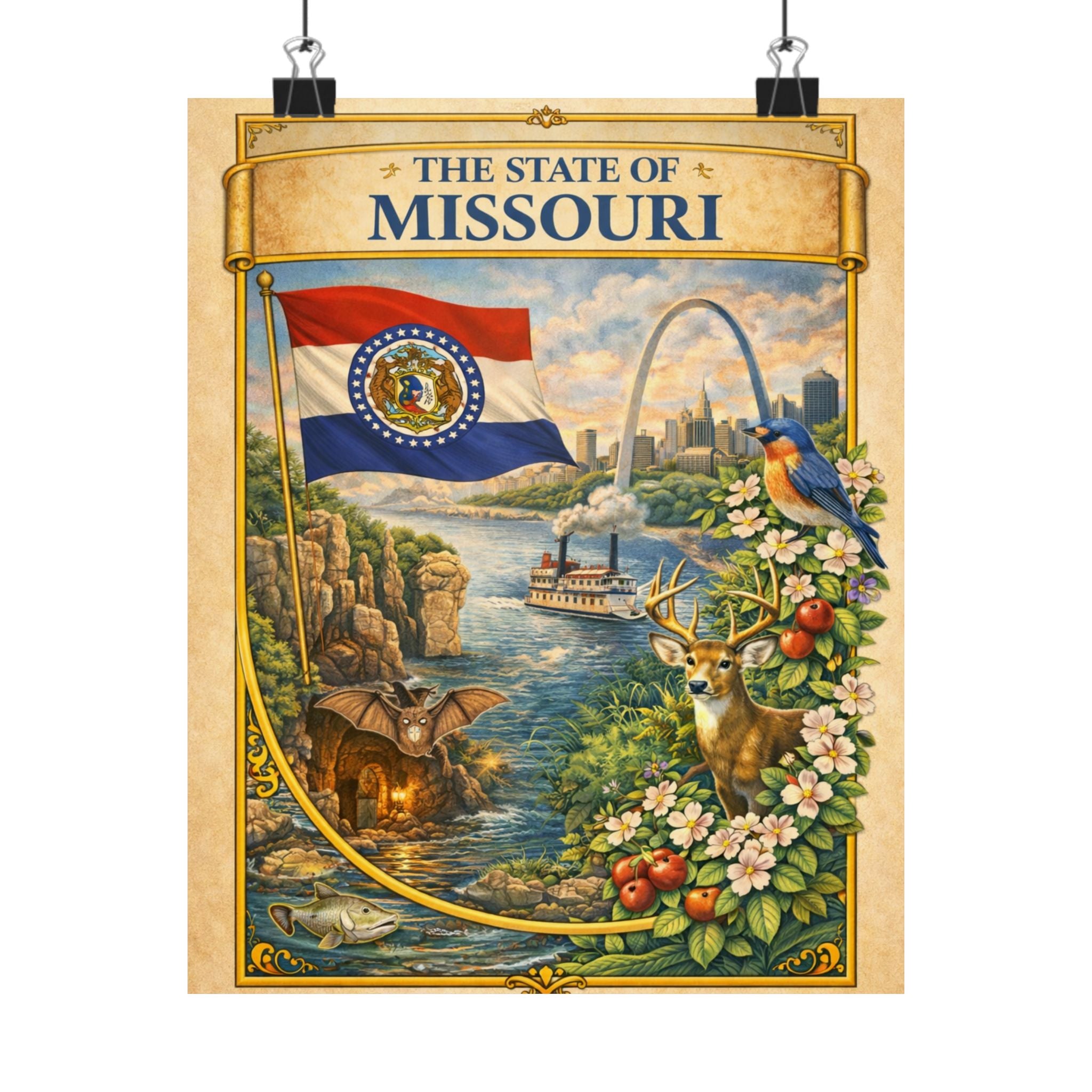 Missouri Poster - Missouri Wall Art - Missouri Decor - State Poster - Missouri Gift - Travel Wall Art - Vintage Style Poster