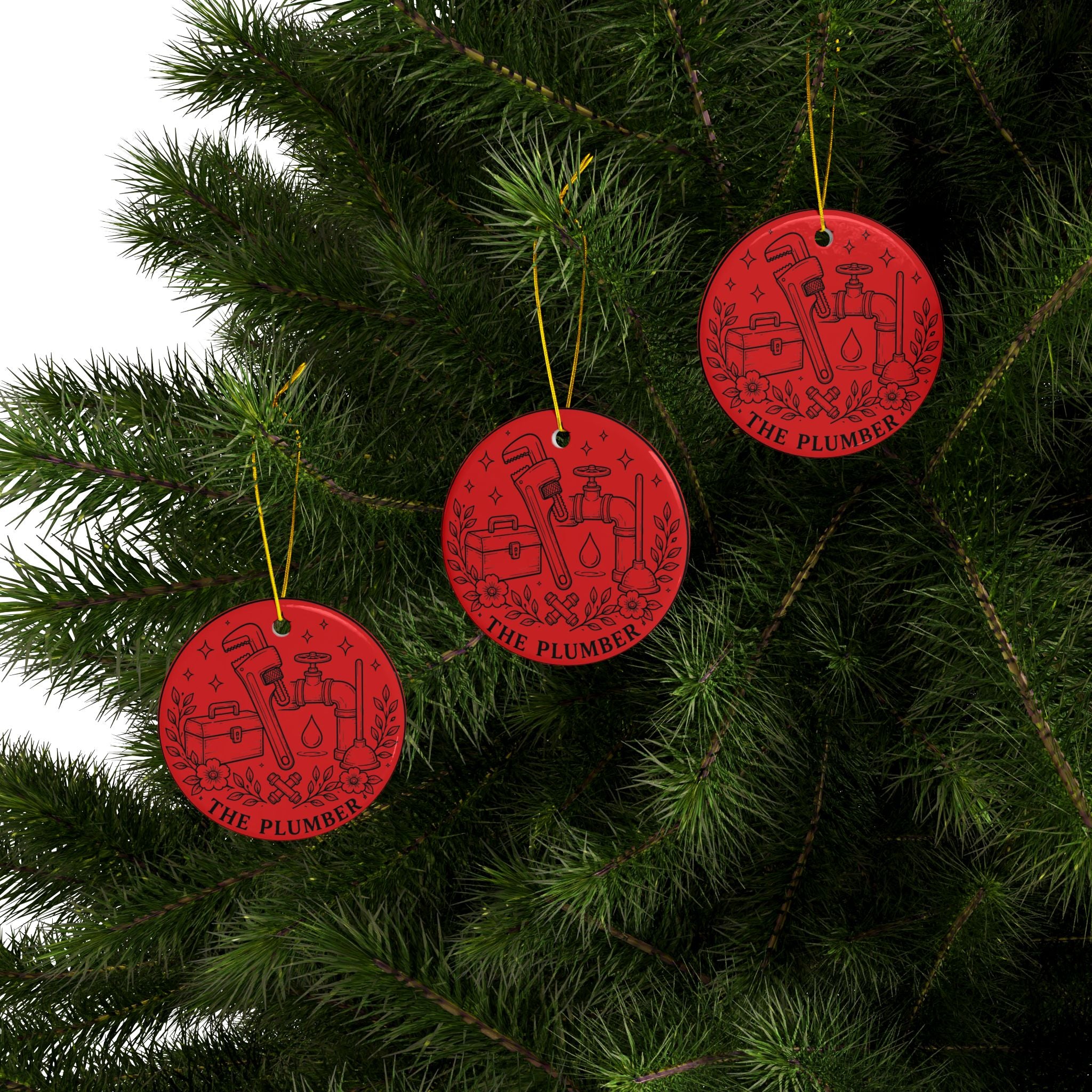 Plumber Tools Ornament Ceramic Ornament | Double-Sided Holiday Décor