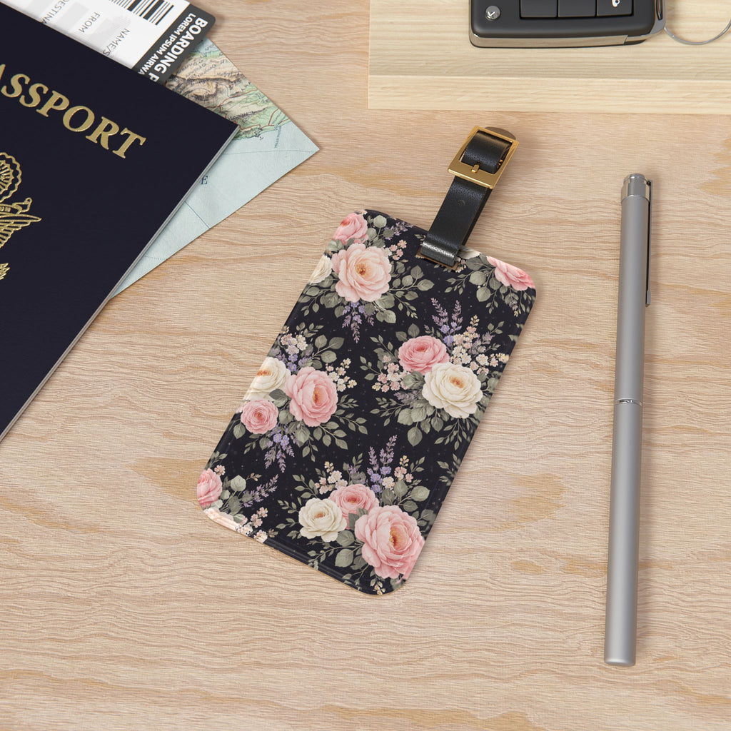 Vintage Pink Roses Luggage Tag