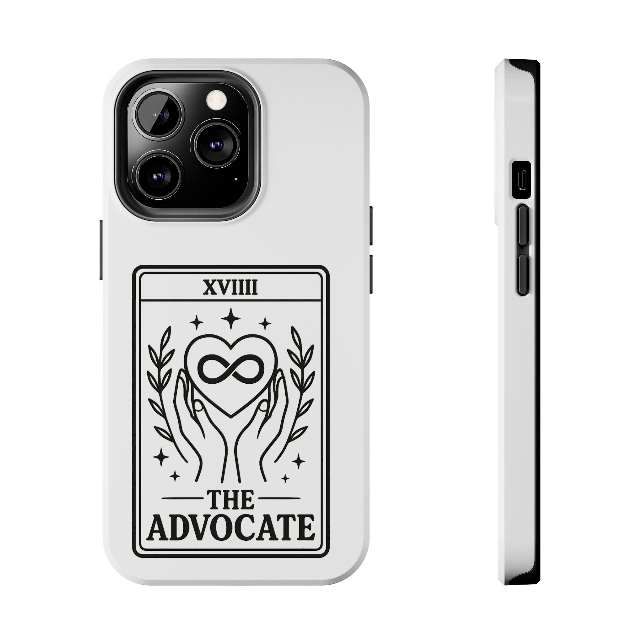 The Advocate tarot card Phone Case | infinity heart hands design