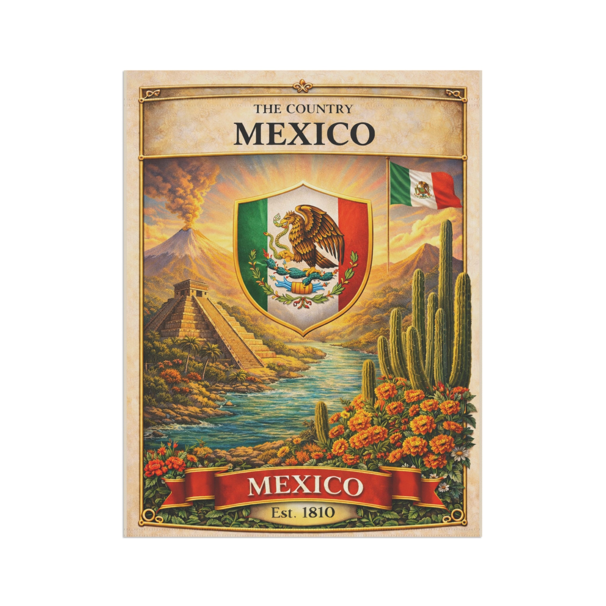 Mexico vintage crest garden flag | Garden Banner