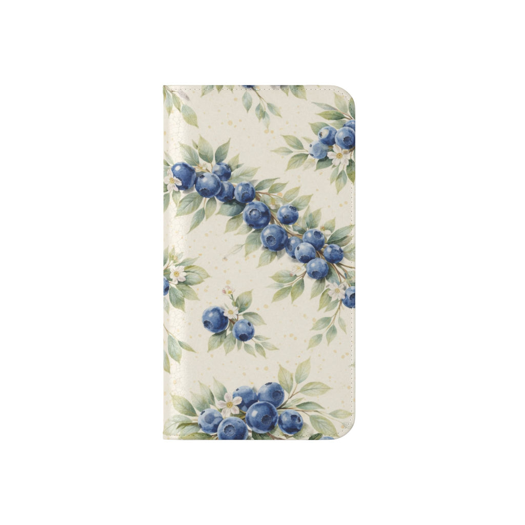 Blueberry Watercolor Pattern Flip Case | Phone Wallet, Card Slots
