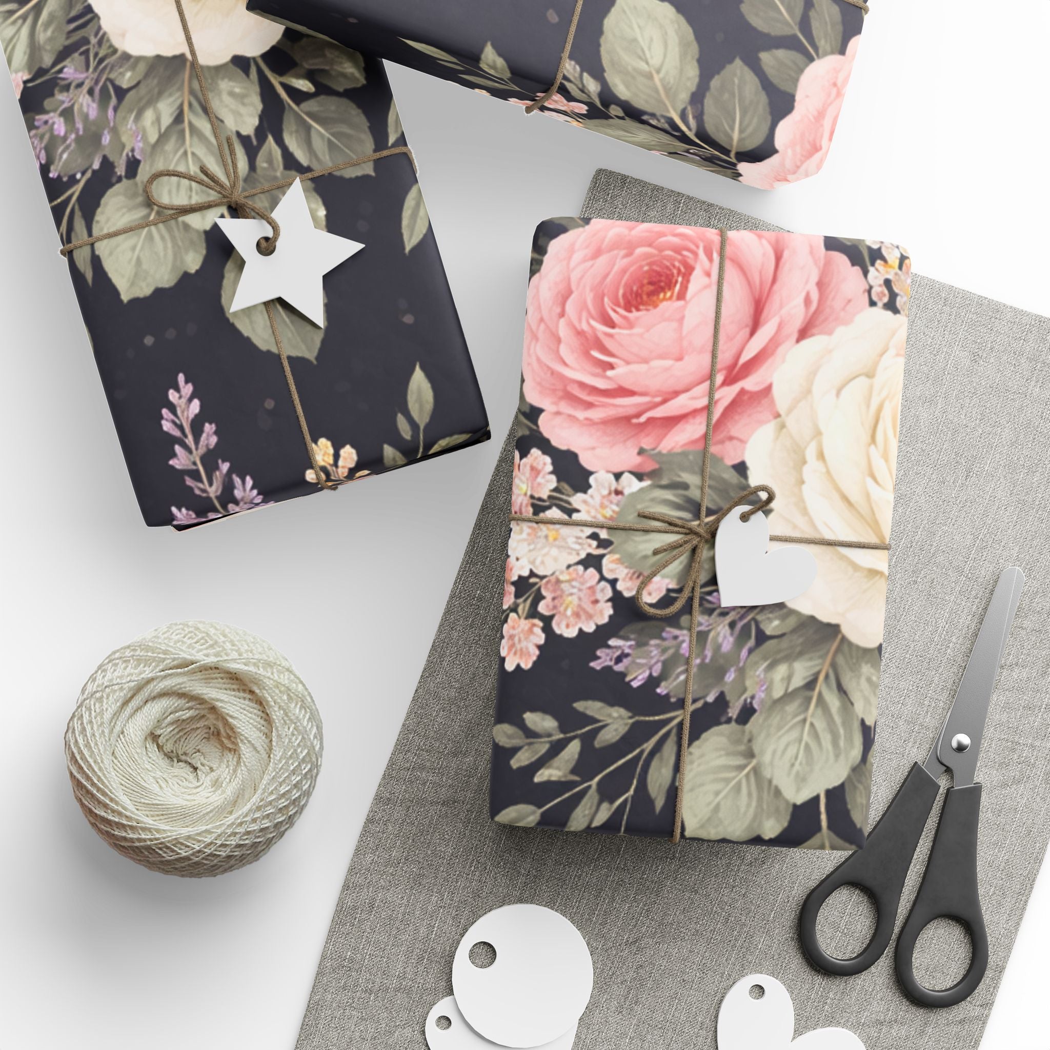 Vintage Pink Roses Wrapping Paper | Floral Gift Wrap Roll