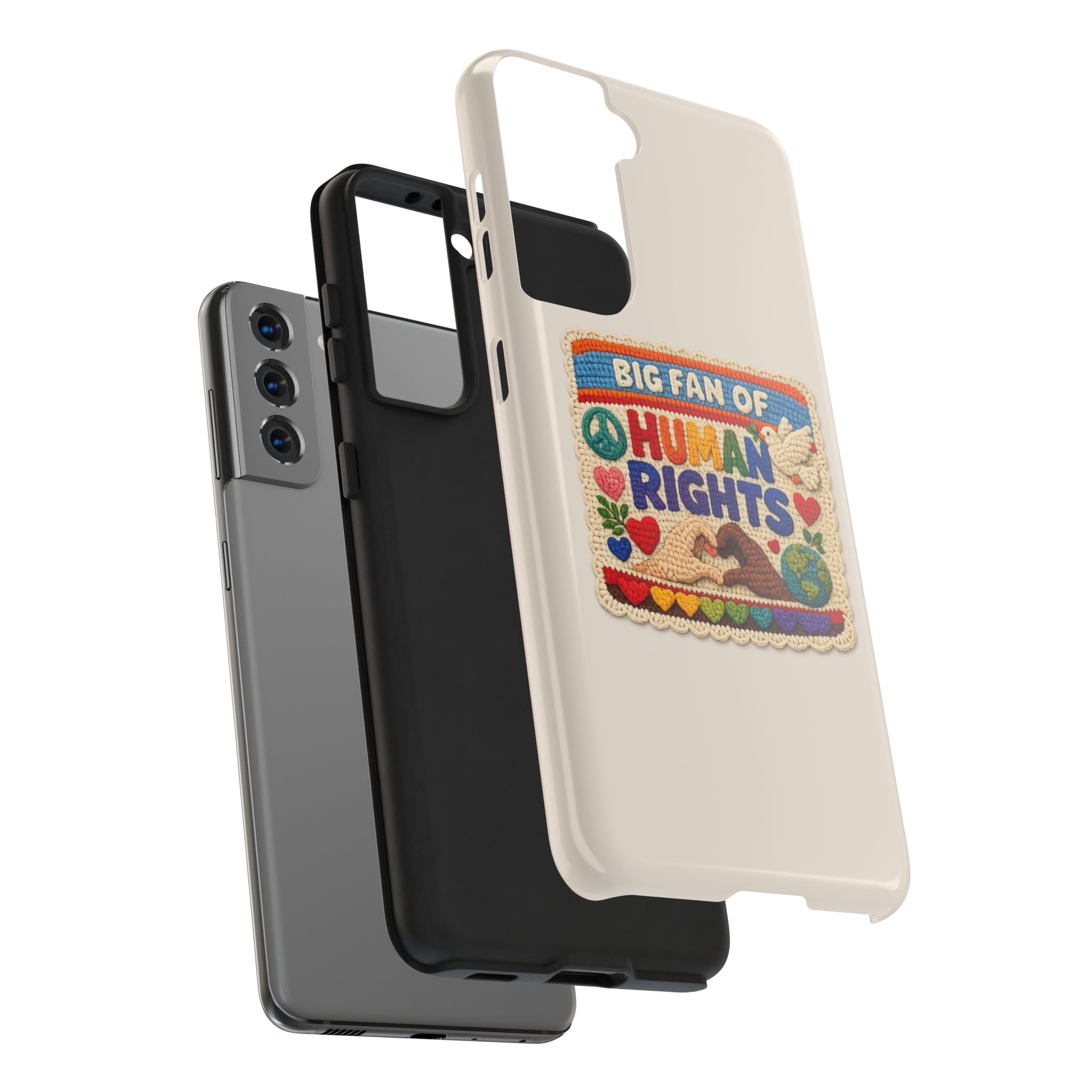 Big Fan of Human Rights Phone Case - Crochet Style Phone Case - Cute Activist Phone Case - Aesthetic Phone Case - Gift for Her