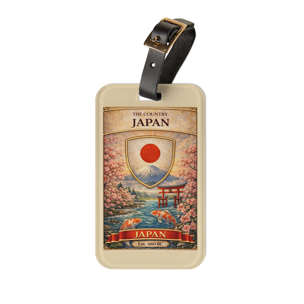 Japan travel poster Luggage Tag | Cherry Blossoms, Mount Fuji, Rising Sun