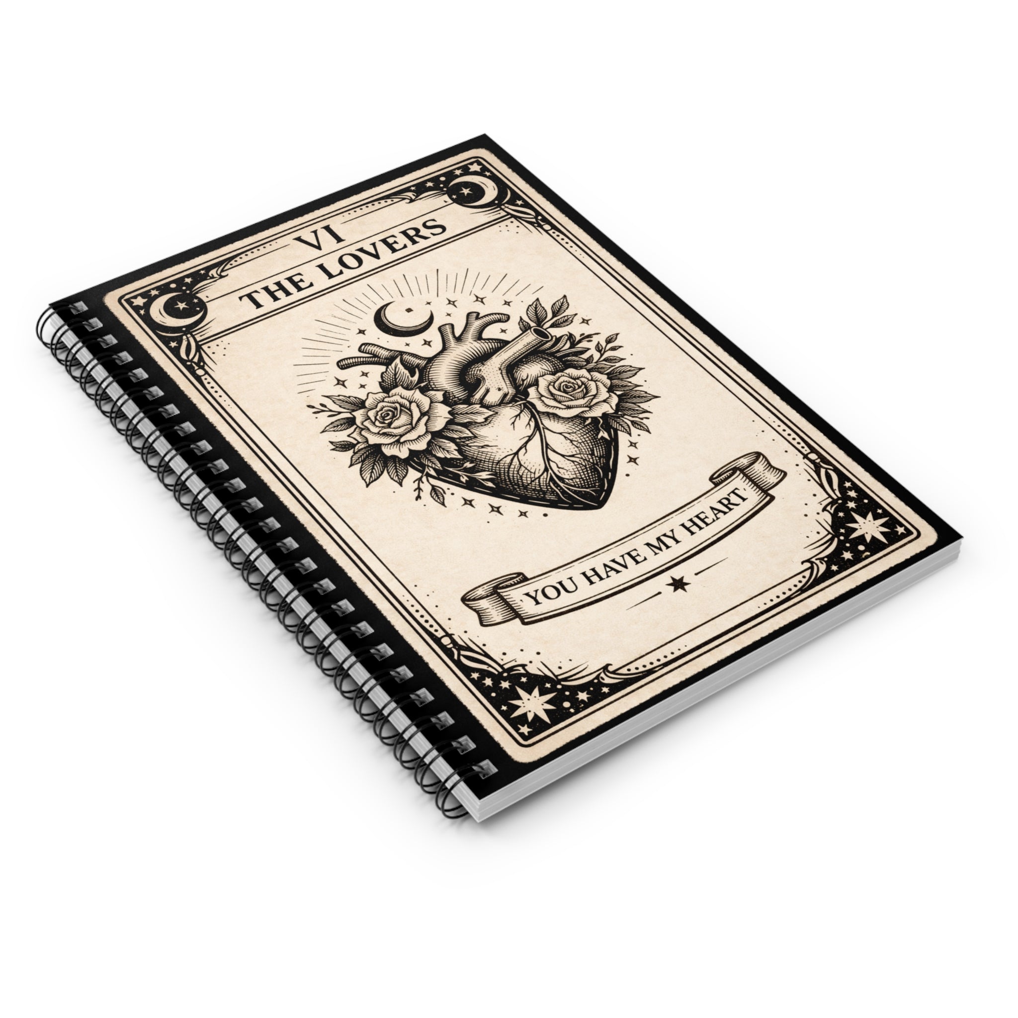 Tarot 'The Lovers' Spiral Notebook — You Have My Heart Ruled Journal