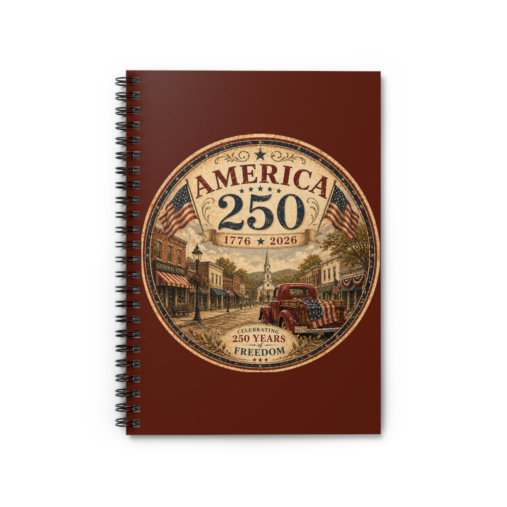 America 250 Anniversary 1776-2026 Notebook | Spiral Ruled Journal