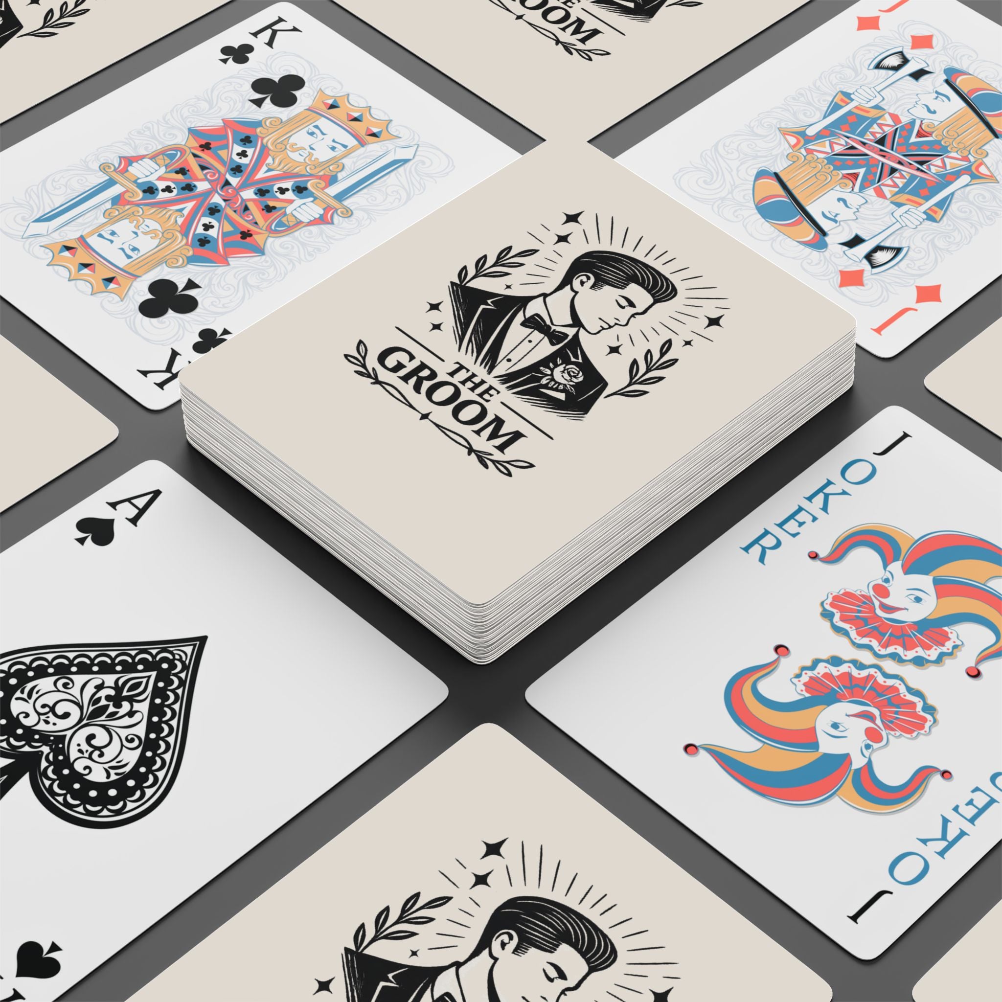 Groom Illustration Poker Playing Cards | Custom Wedding Deck
