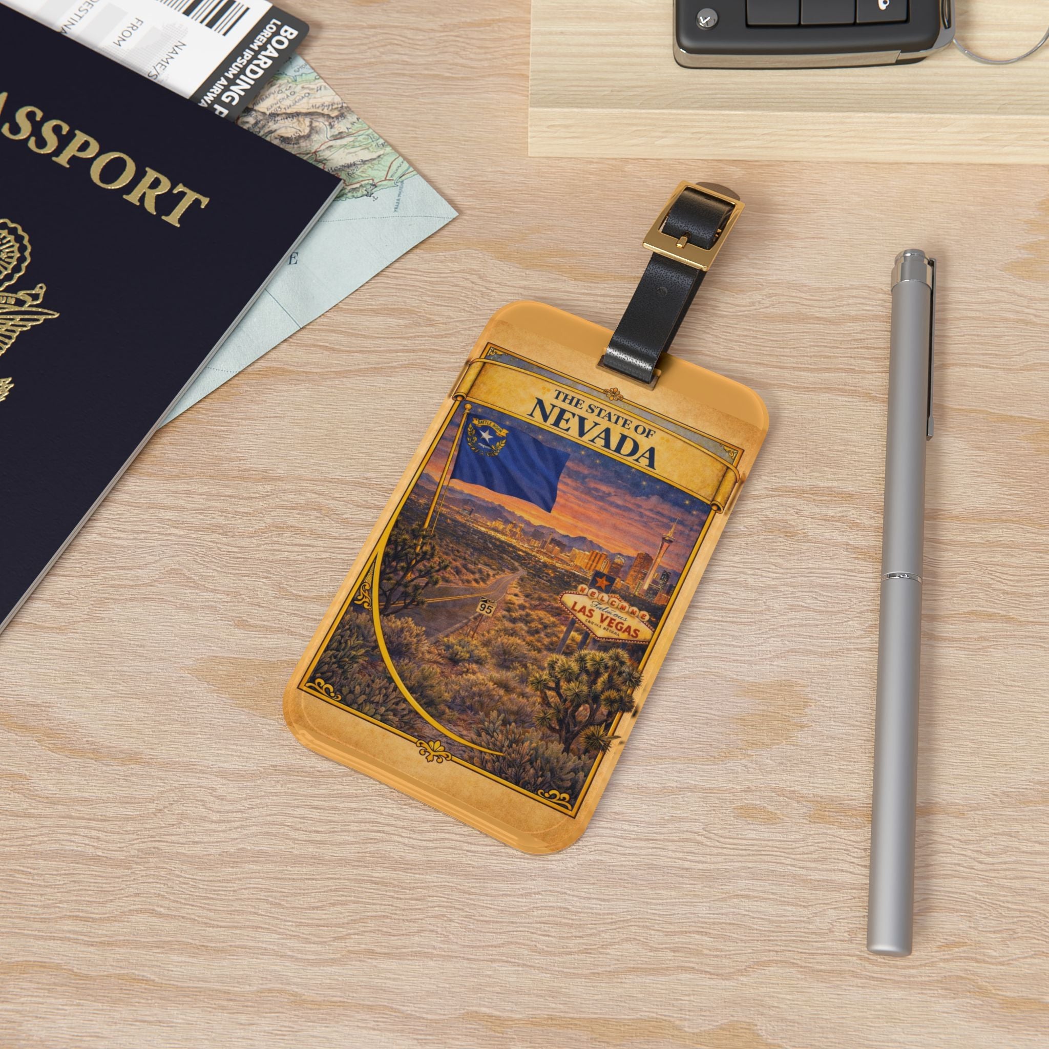 Nevada Travel Poster Luggage Tag | Las Vegas State Flag