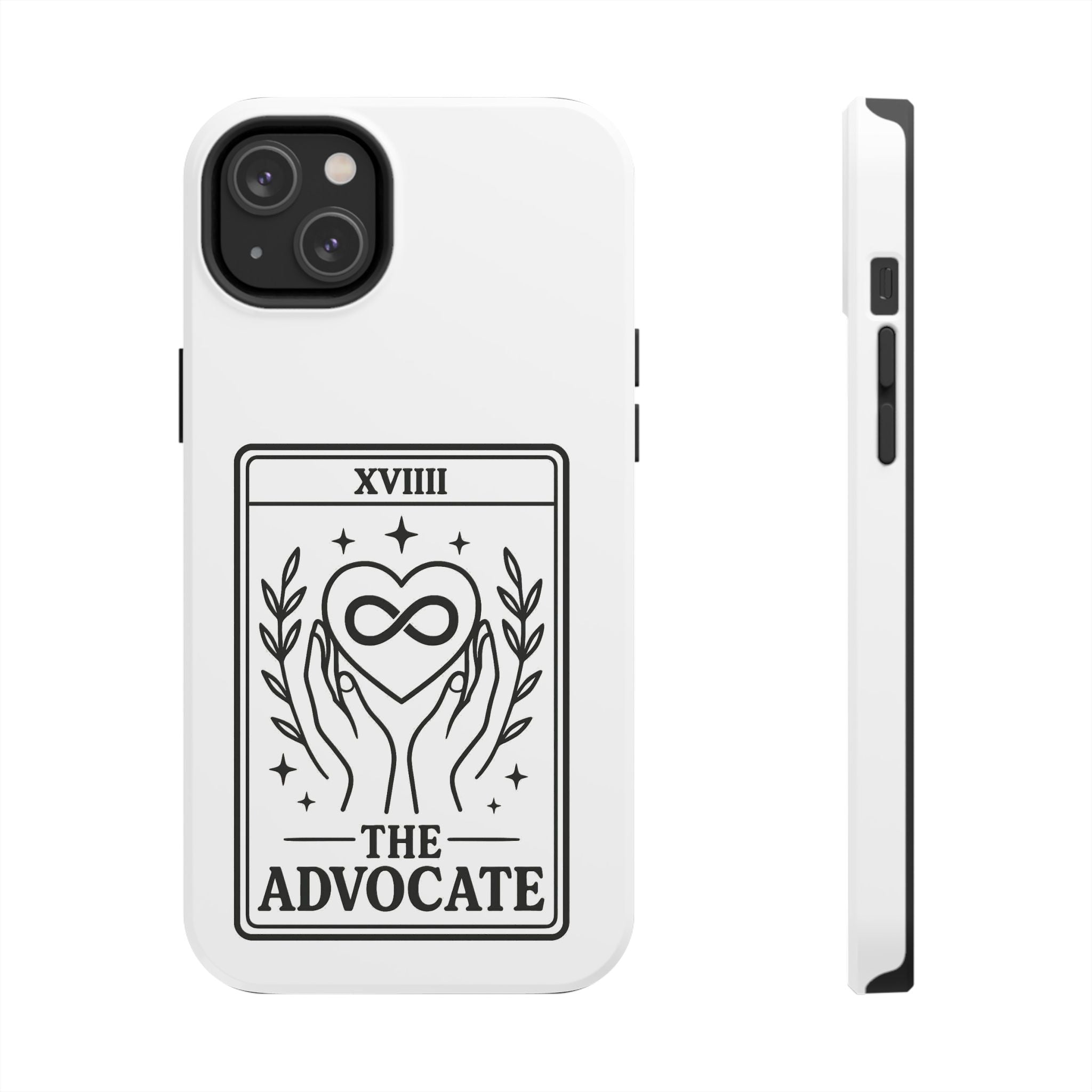 The Advocate tarot card Phone Case | infinity heart hands design