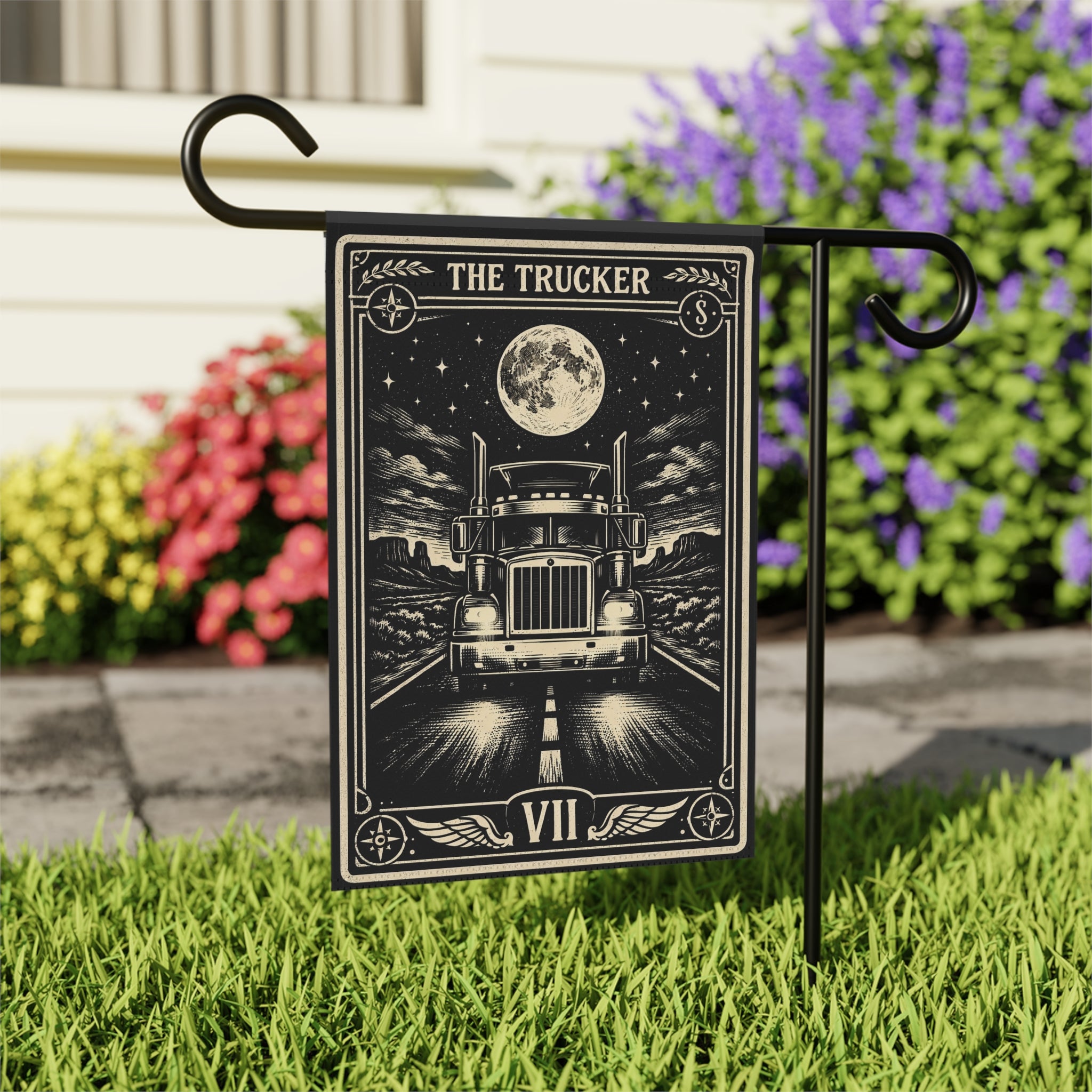 The Trucker Tarot-style Semi Truck Garden Banner | House Flag