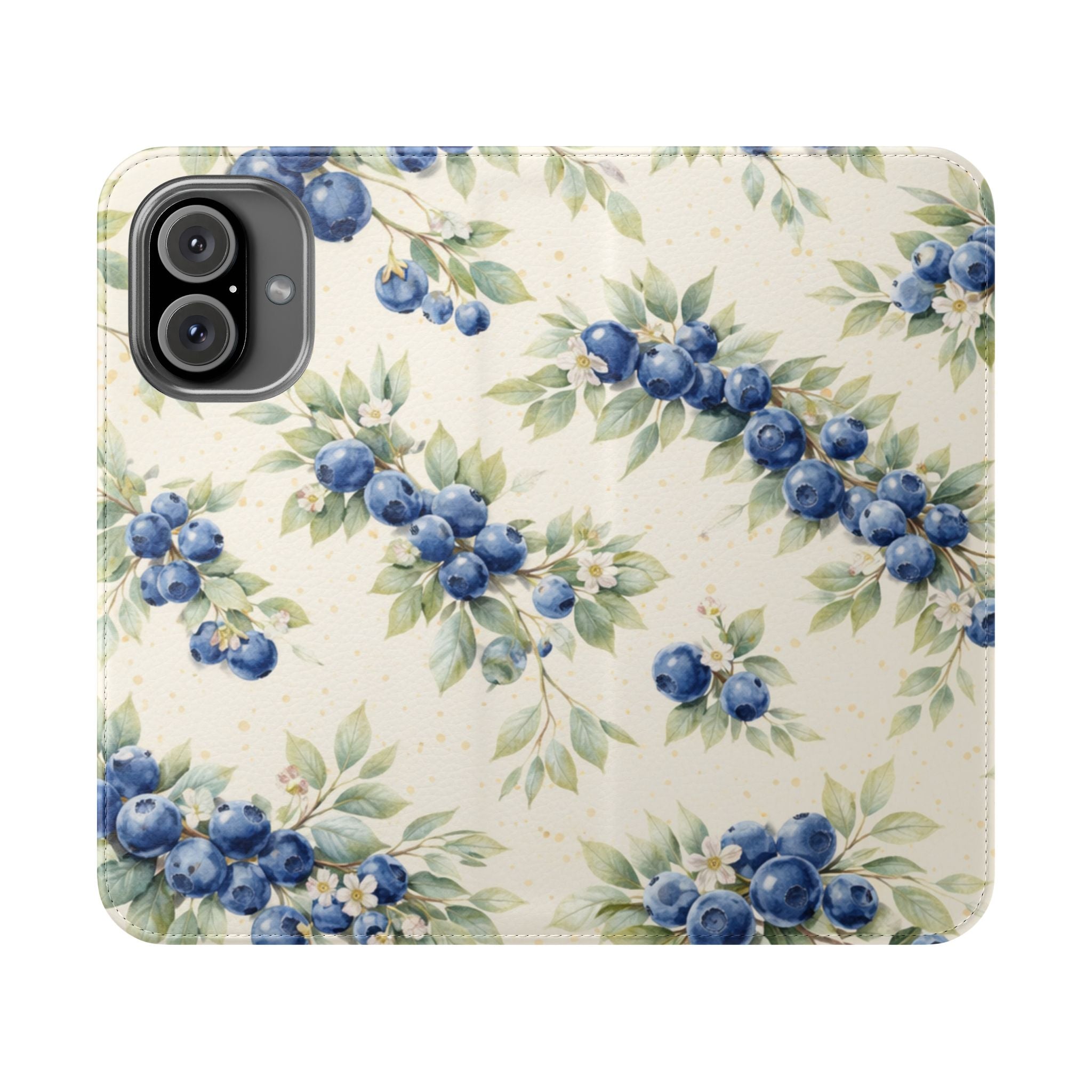 Blueberry Watercolor Pattern Flip Case | Phone Wallet, Card Slots