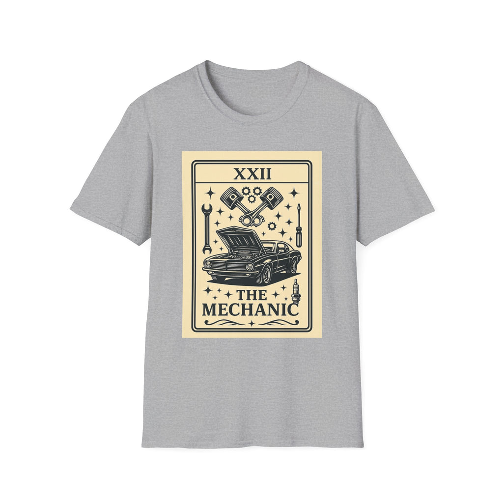 Tarot Mechanic Illustration T-Shirt | The Mechanic card, car engine tools