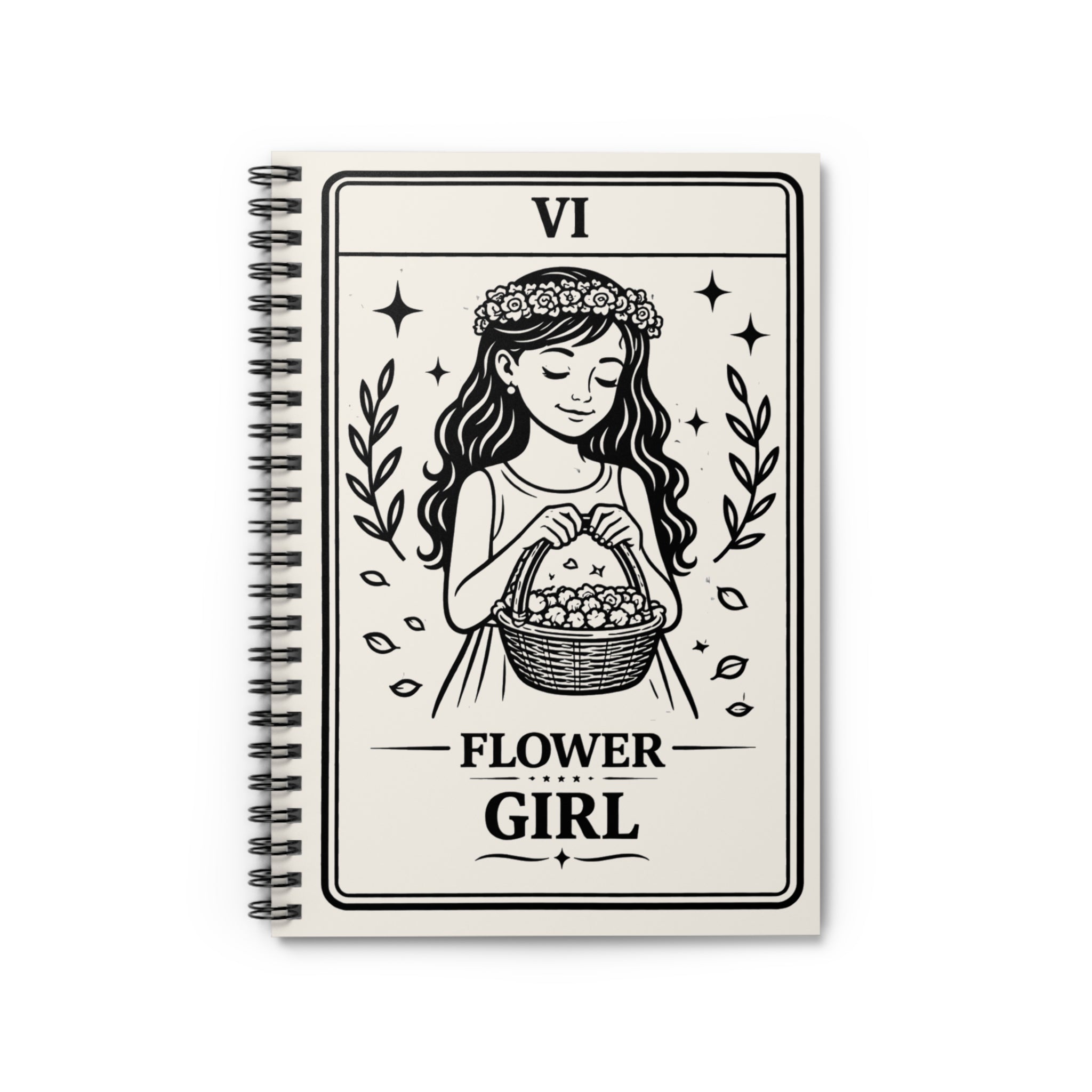 Flower Girl Tarot Illustration Spiral Notebook | Ruled Journal