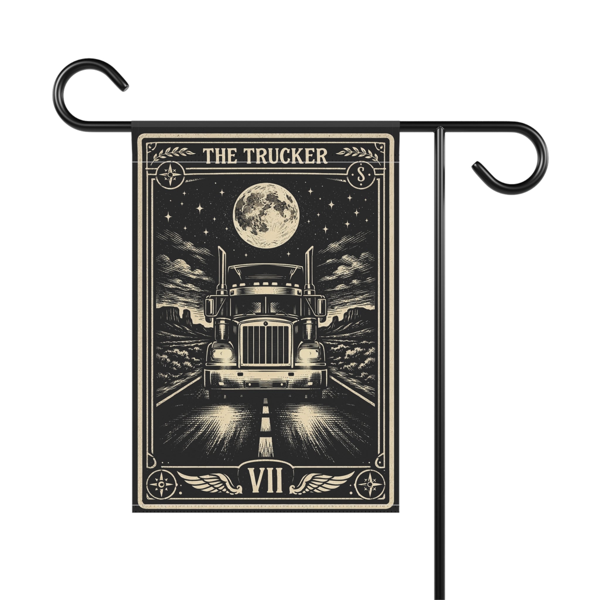 The Trucker Tarot-style Semi Truck Garden Banner | House Flag