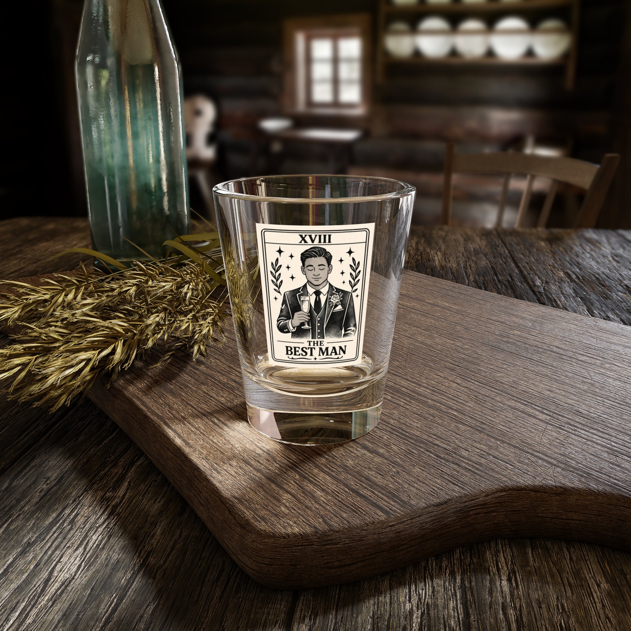 The Best Man Tarot Style Illustration Shot Glass | 1.5oz