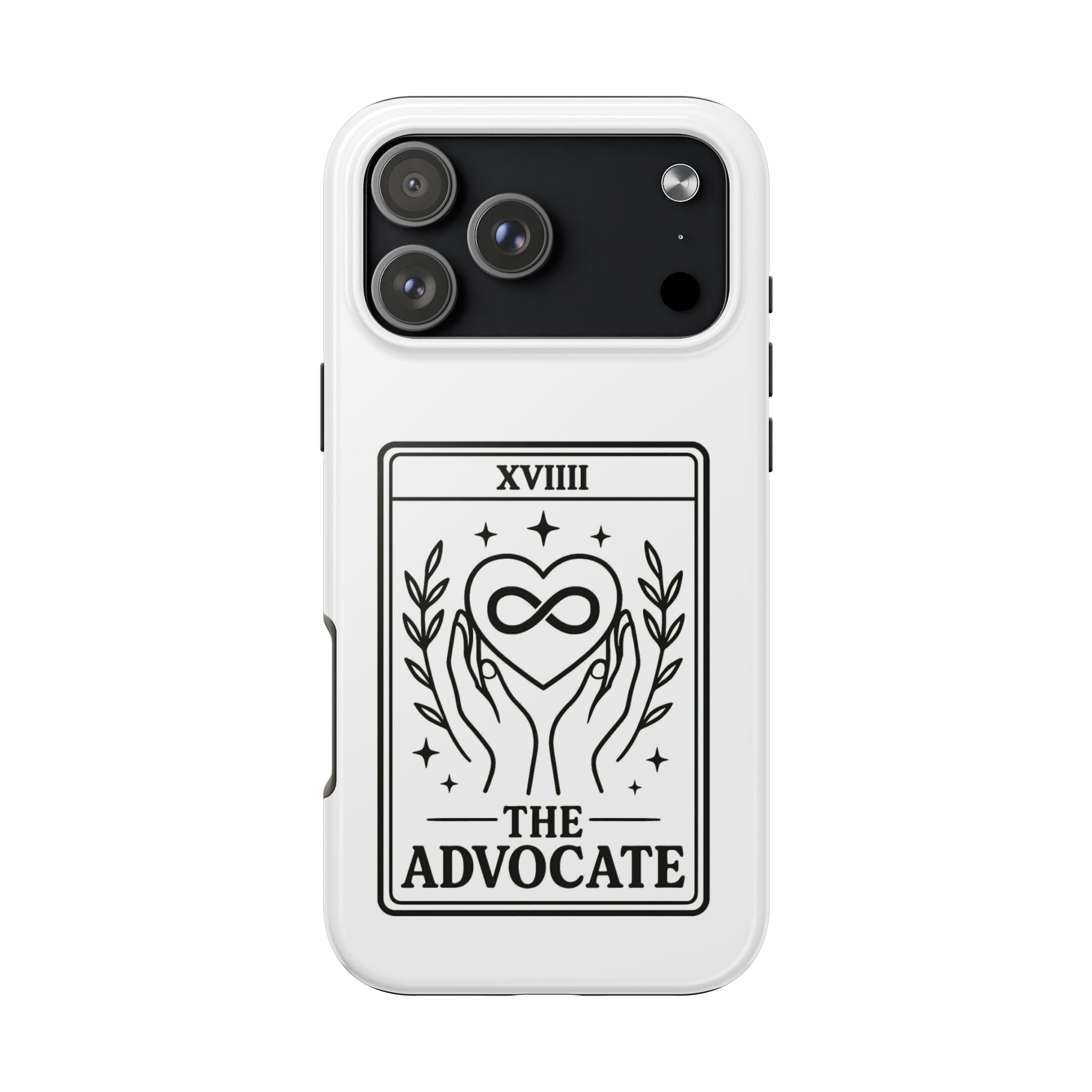 The Advocate tarot card Phone Case | infinity heart hands design