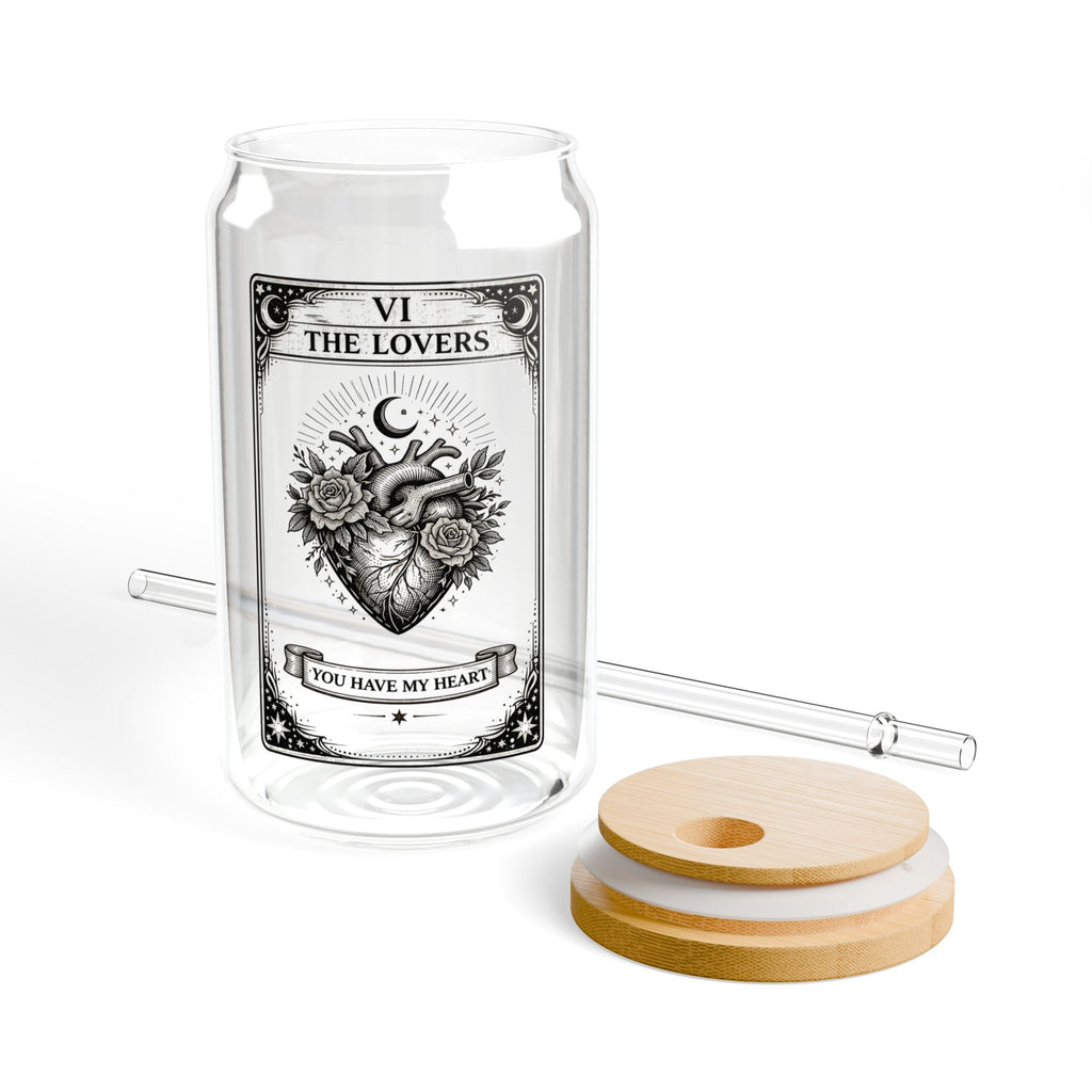The Lovers Tarot Heart Illustration Sipper Glass | 16oz