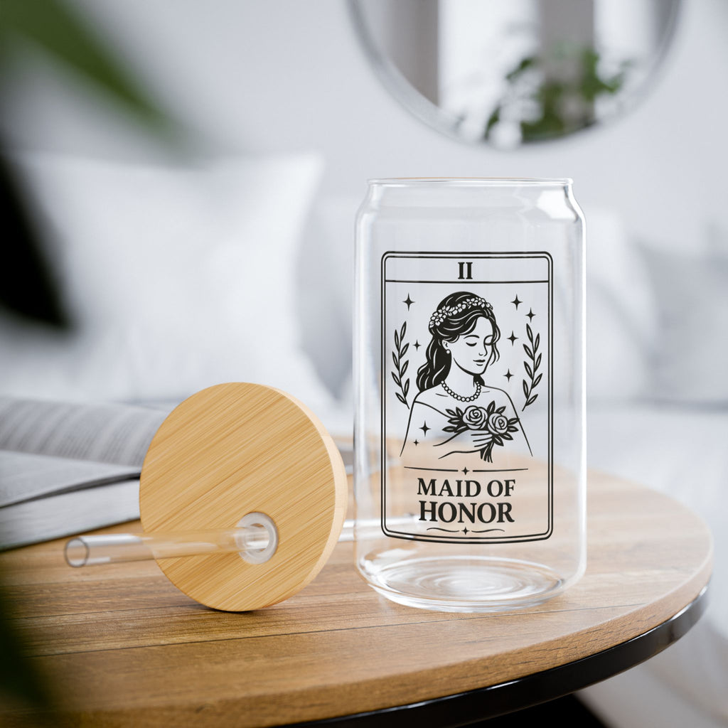 Maid of Honor Sipper Glass 16oz | Bridal Party Drink Tumbler