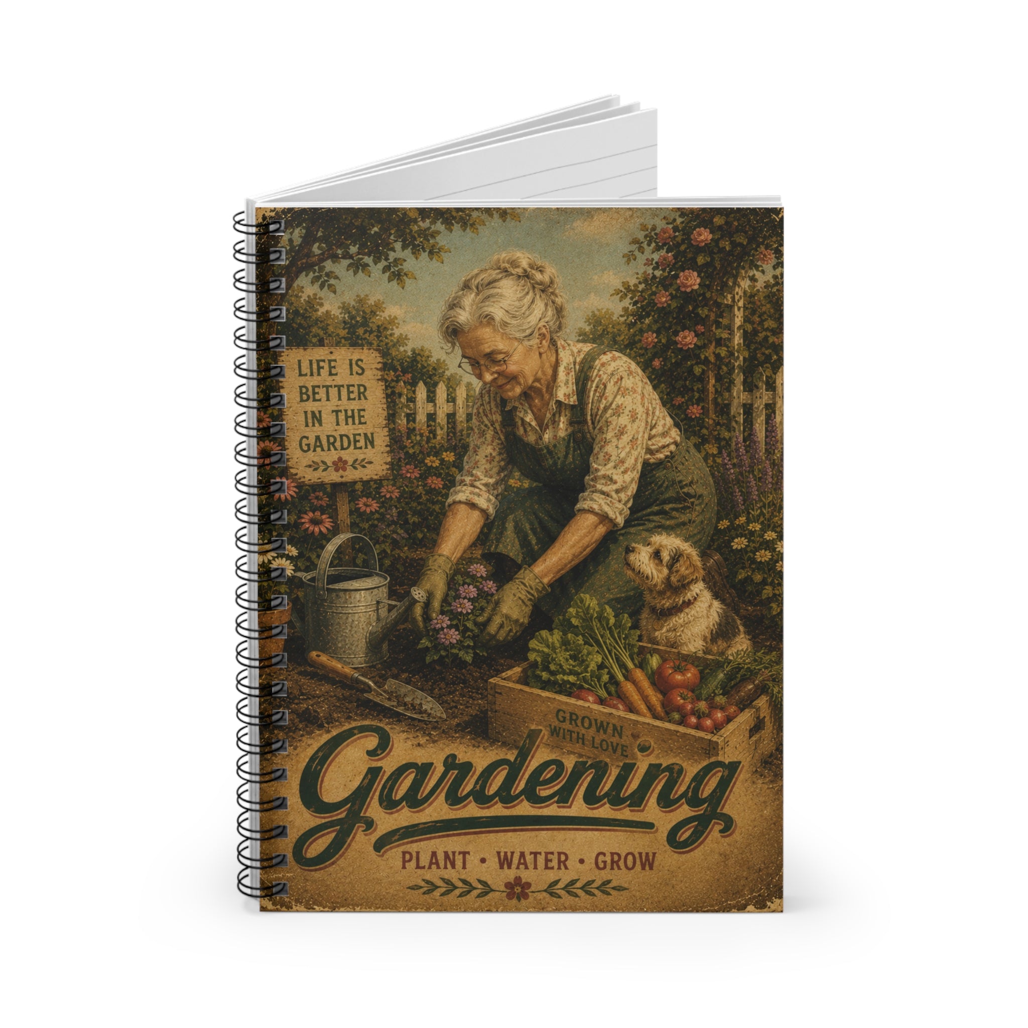 Vintage Gardening Illustration Spiral Notebook | Ruled Journal