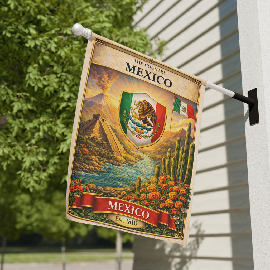 Mexico vintage crest garden flag | Garden Banner