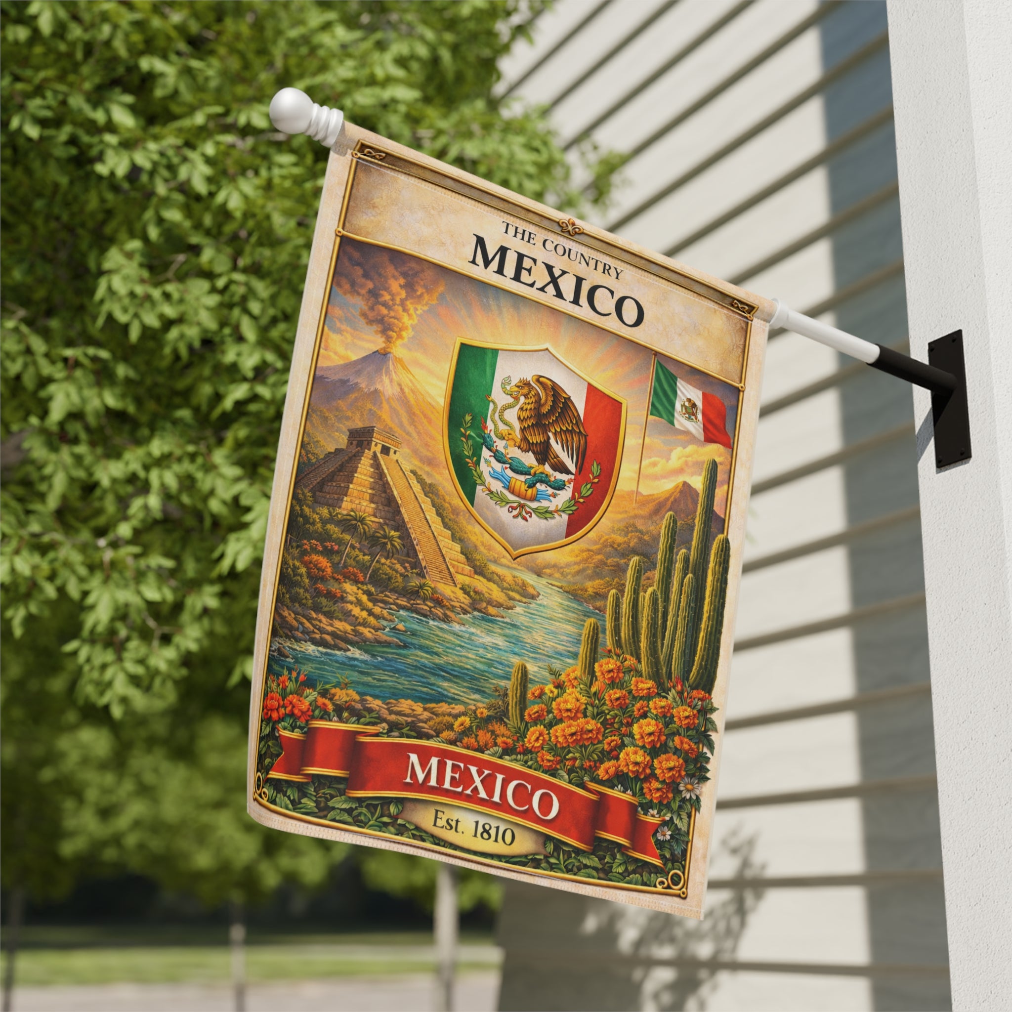 Mexico vintage crest garden flag | Garden Banner