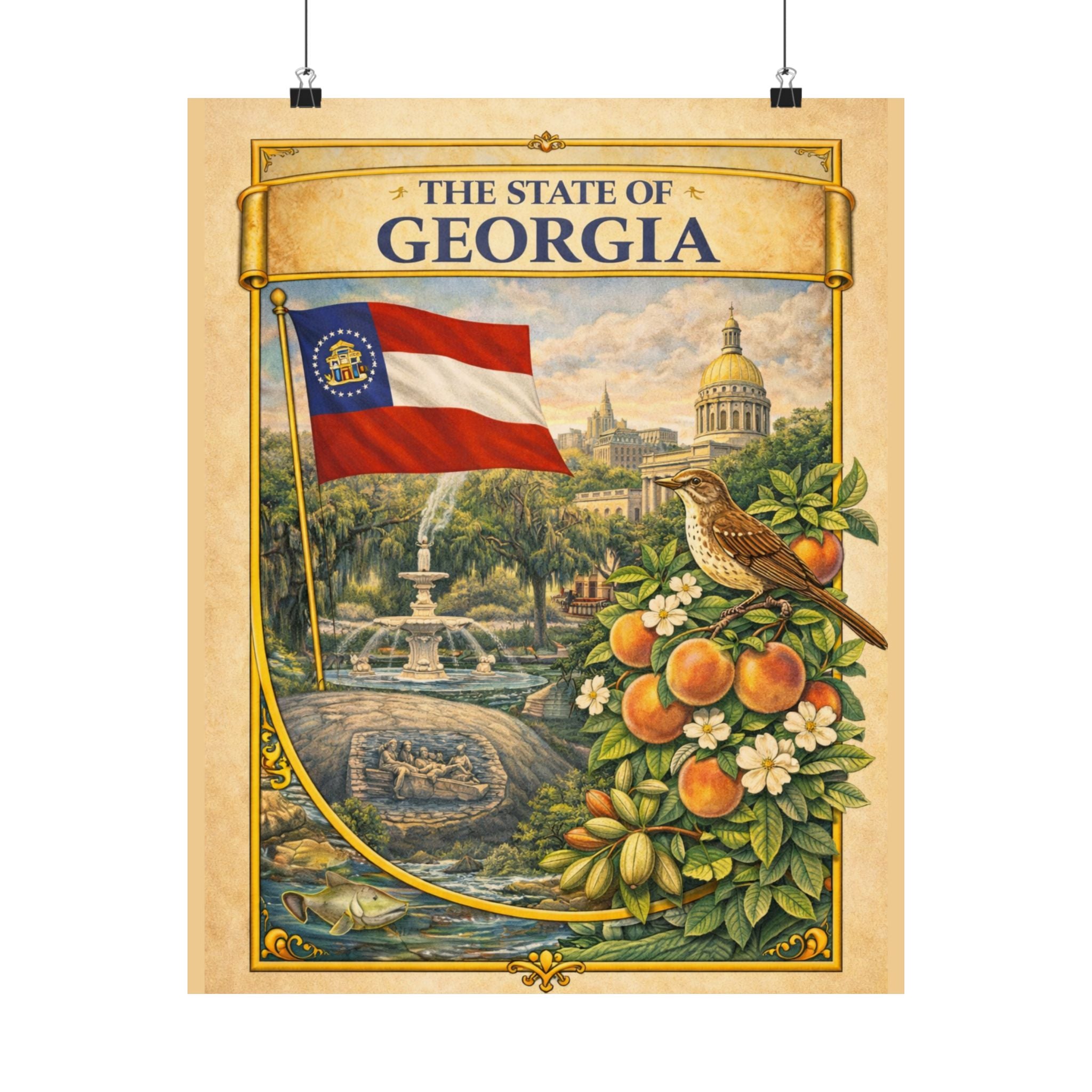 Georgia Poster - Georgia Wall Art - Georgia Decor - State Poster - Georgia Gift - Travel Wall Art - Vintage Style Poster