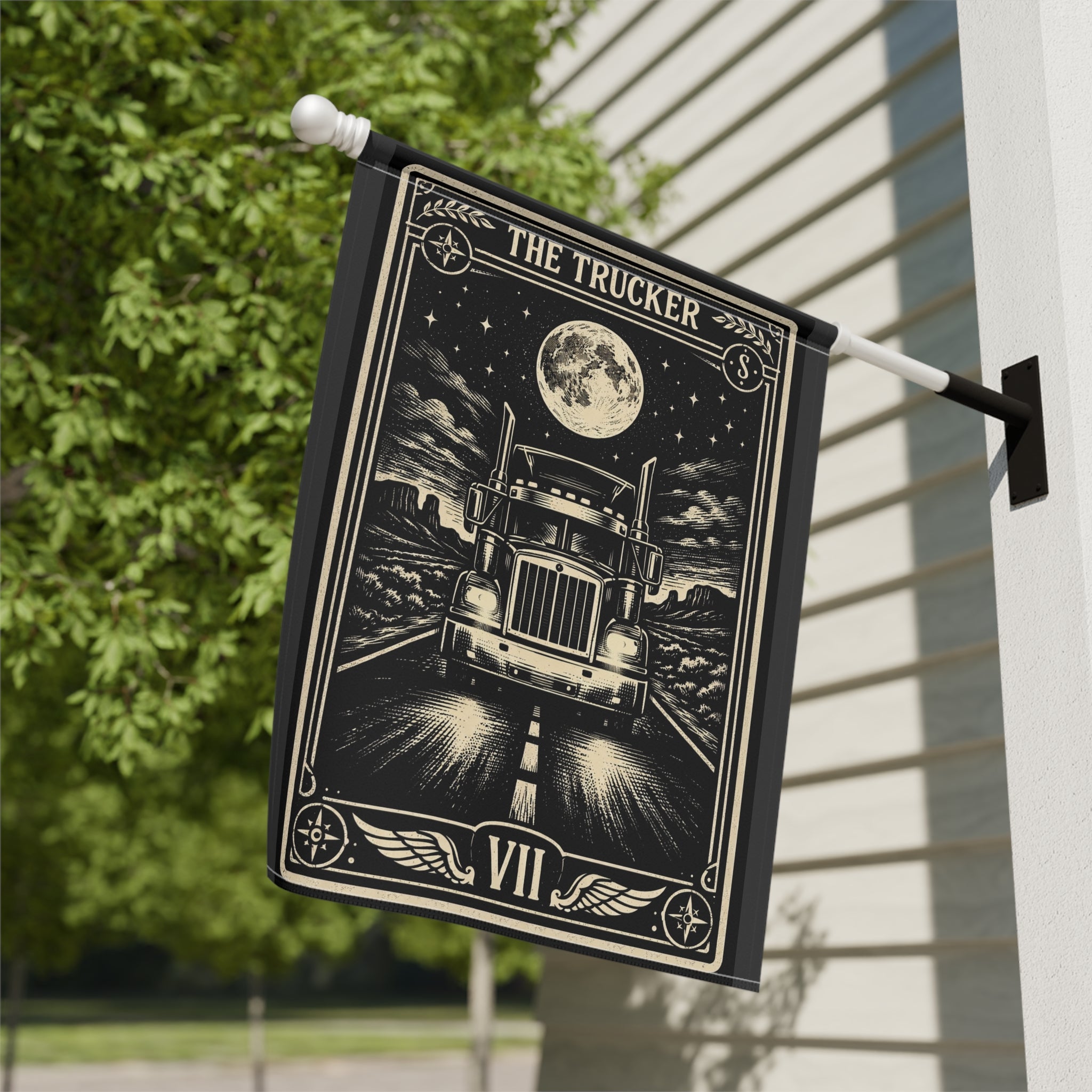 The Trucker Tarot-style Semi Truck Garden Banner | House Flag