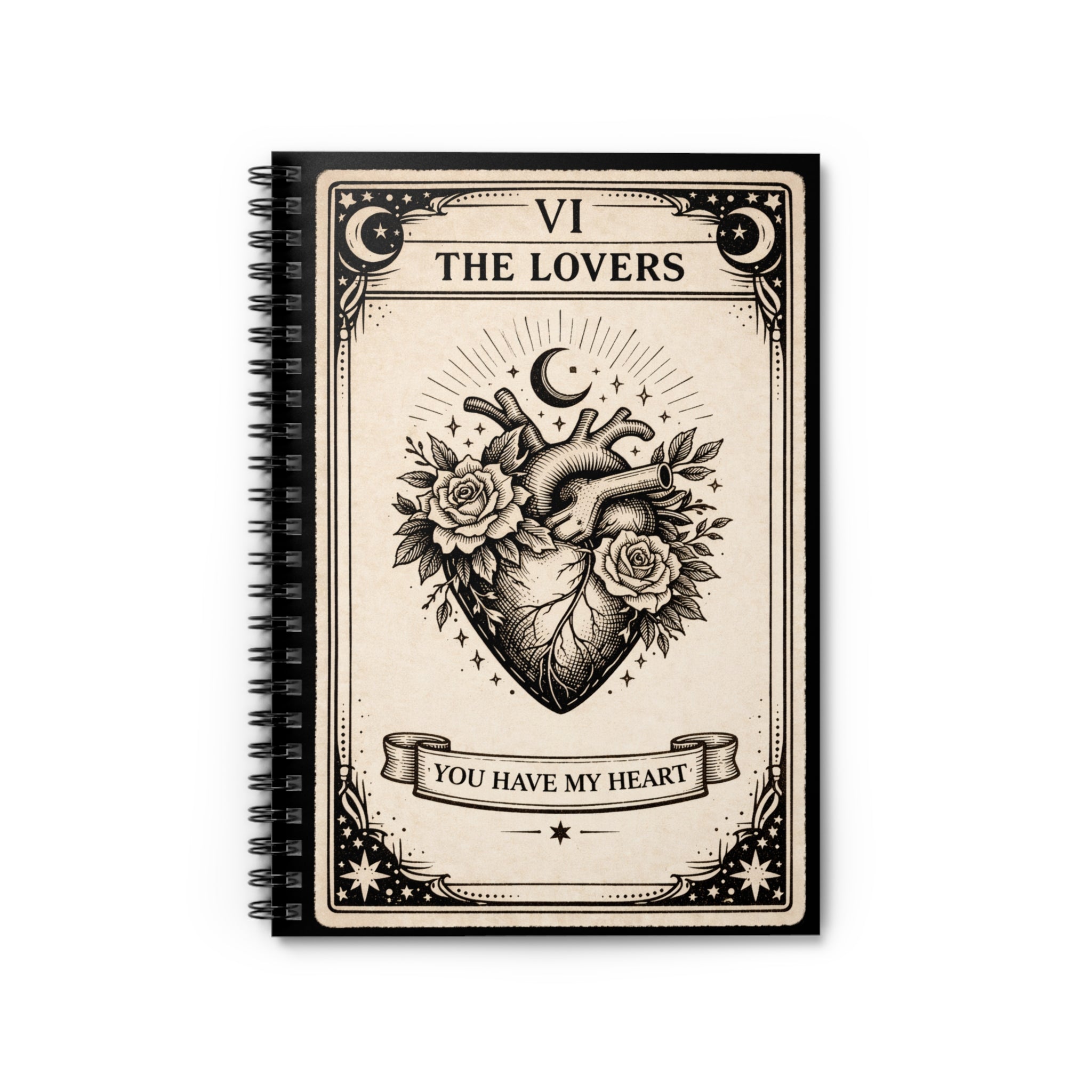 Tarot 'The Lovers' Spiral Notebook — You Have My Heart Ruled Journal