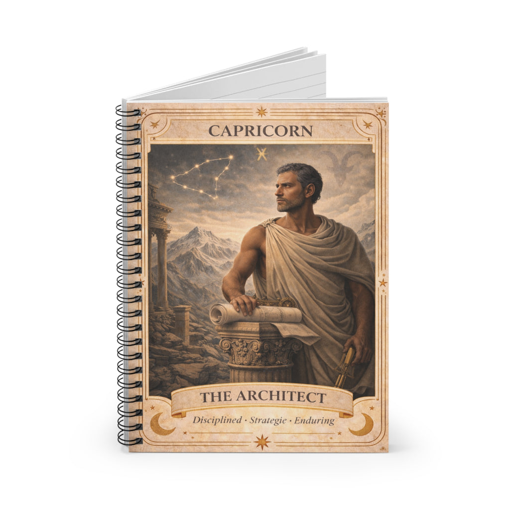 Capricorn 'The Architect' Spiral Notebook — Ruled Zodiac Journal