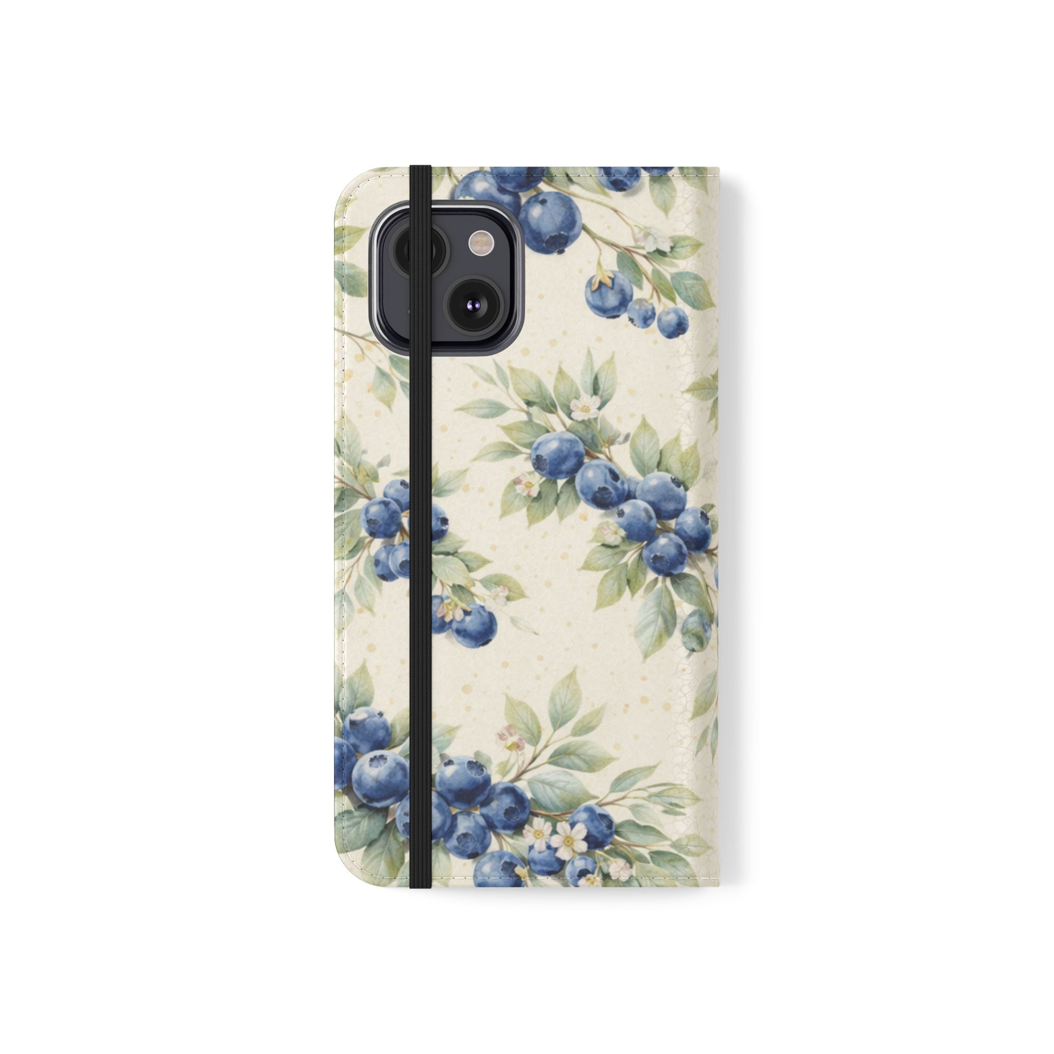 Blueberry Watercolor Pattern Flip Case | Phone Wallet, Card Slots