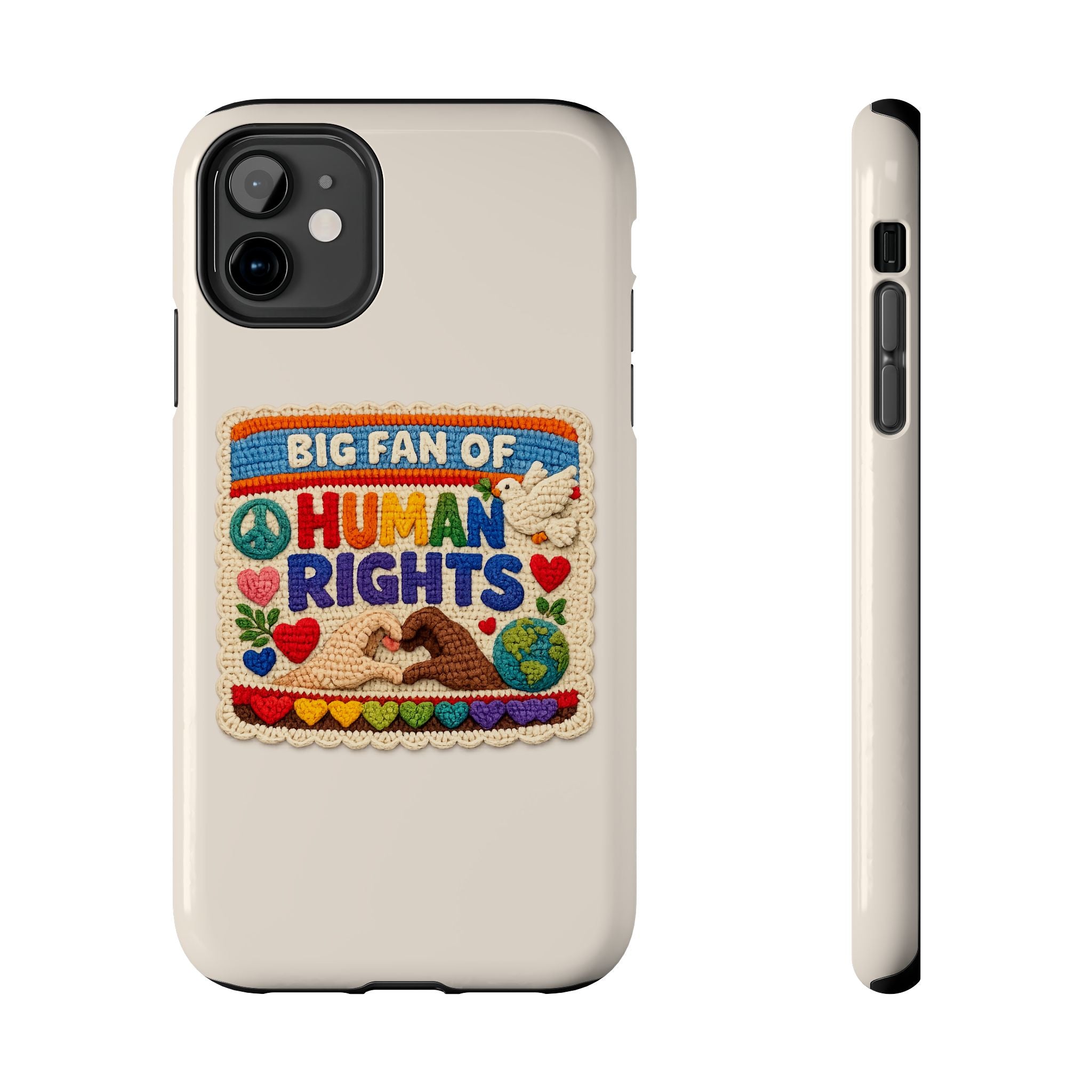 Big Fan of Human Rights Phone Case - Crochet Style Phone Case - Cute Activist Phone Case - Aesthetic Phone Case - Gift for Her